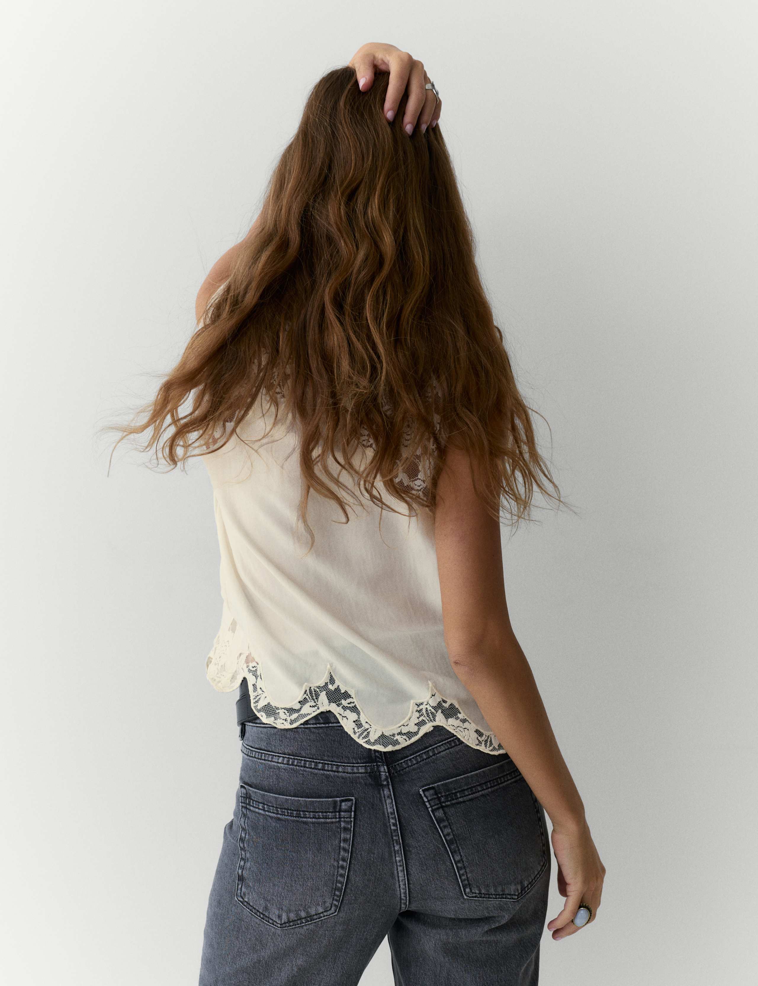 Satin Lace Scallop Trim Cami Top 5 of 5