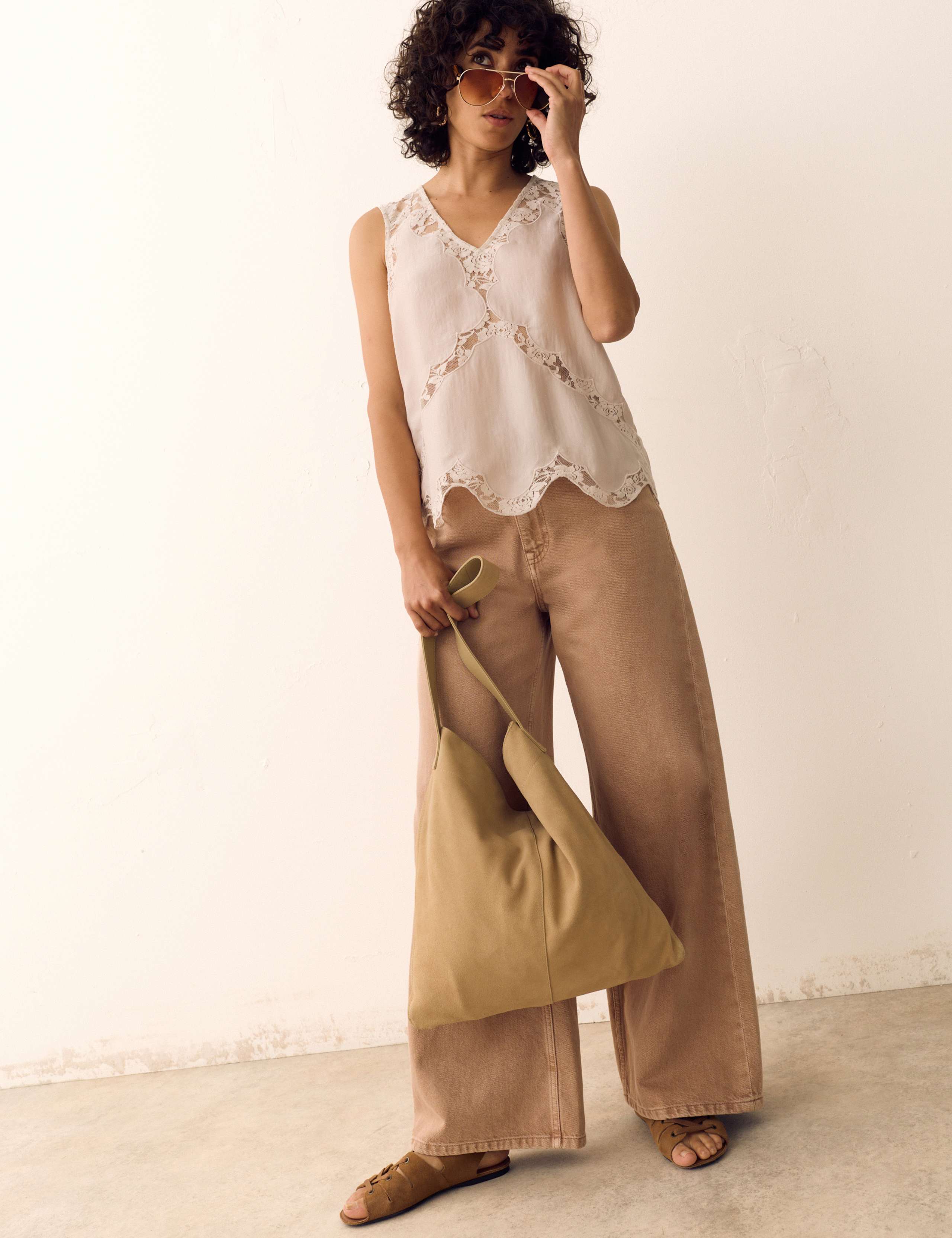 Satin Lace Scallop Trim Cami Top 3 of 6
