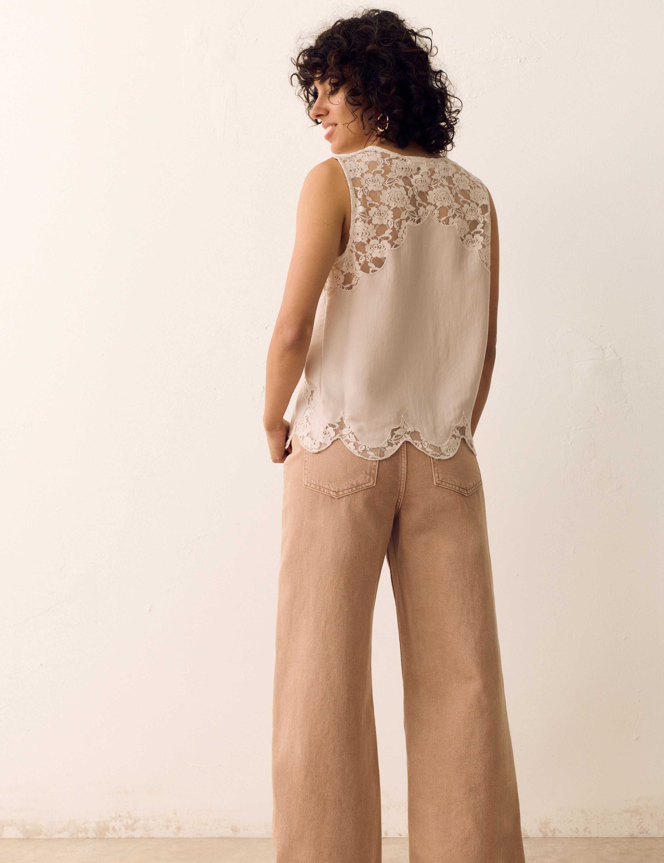 Satin Lace Scallop Trim Cami Top 5 of 6