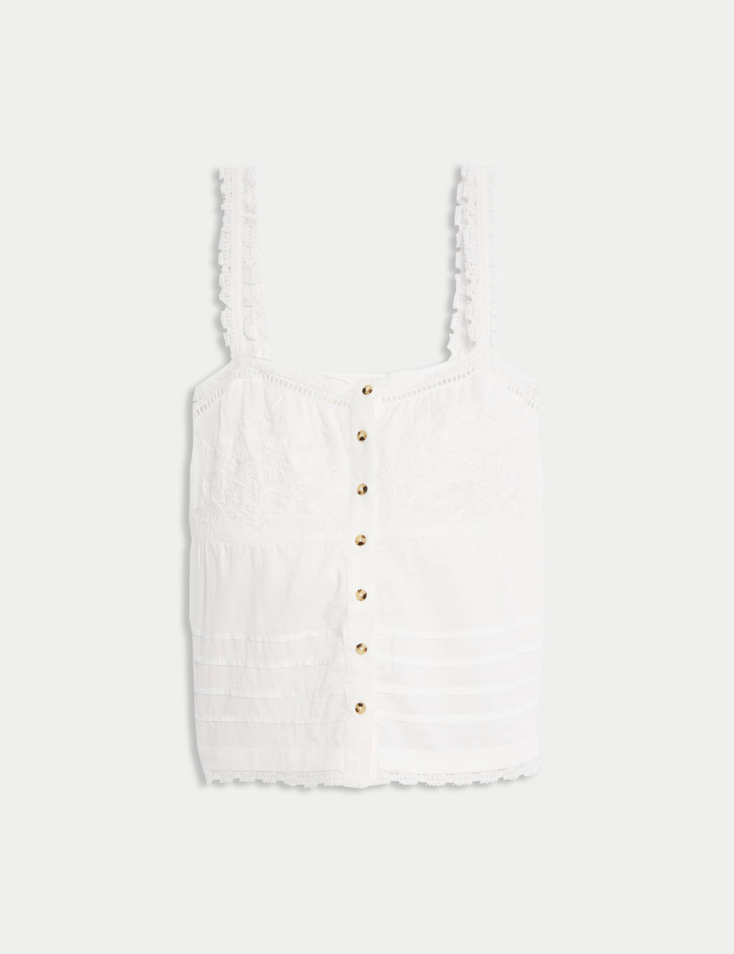 Pure Cotton Embroidered Cami Top 2 of 5