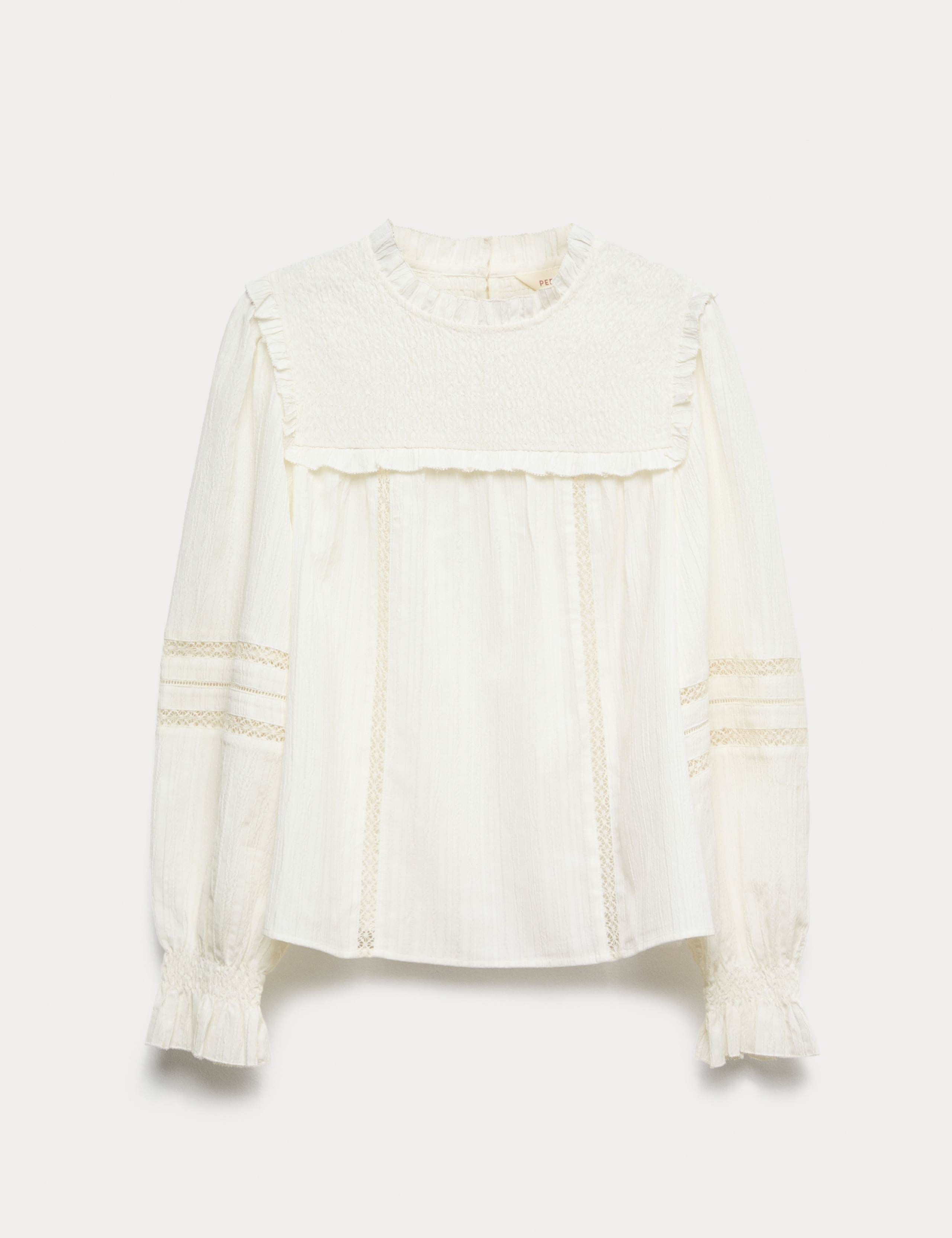 Textured Frill Neck Shirred Blouse 2 of 6