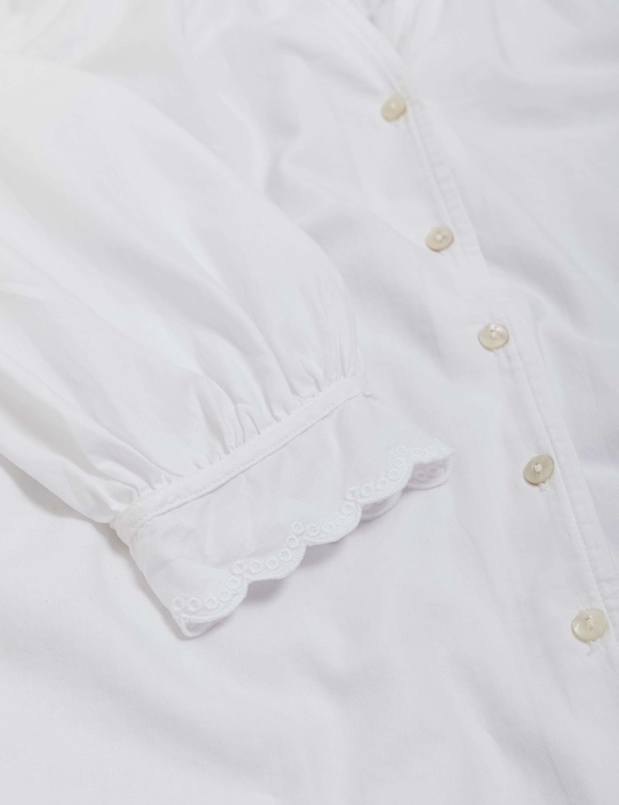 Pure Cotton V-Neck Frill Detail Blouse 5 of 5