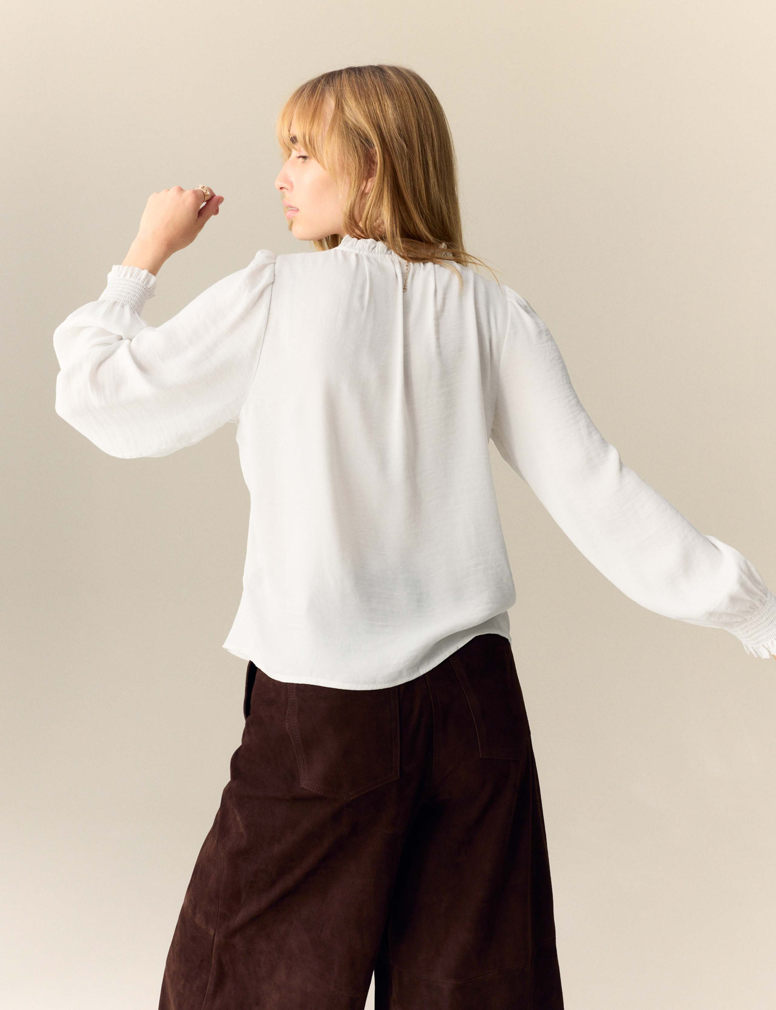 Ruffle V-Neck Long Sleeve Blouse 3 of 5