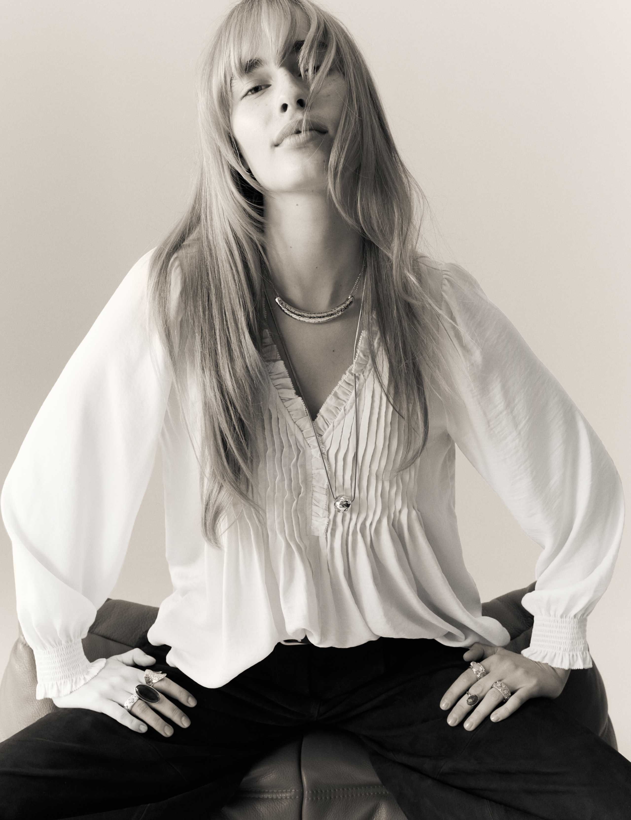 Ruffle V-Neck Long Sleeve Blouse 5 of 5
