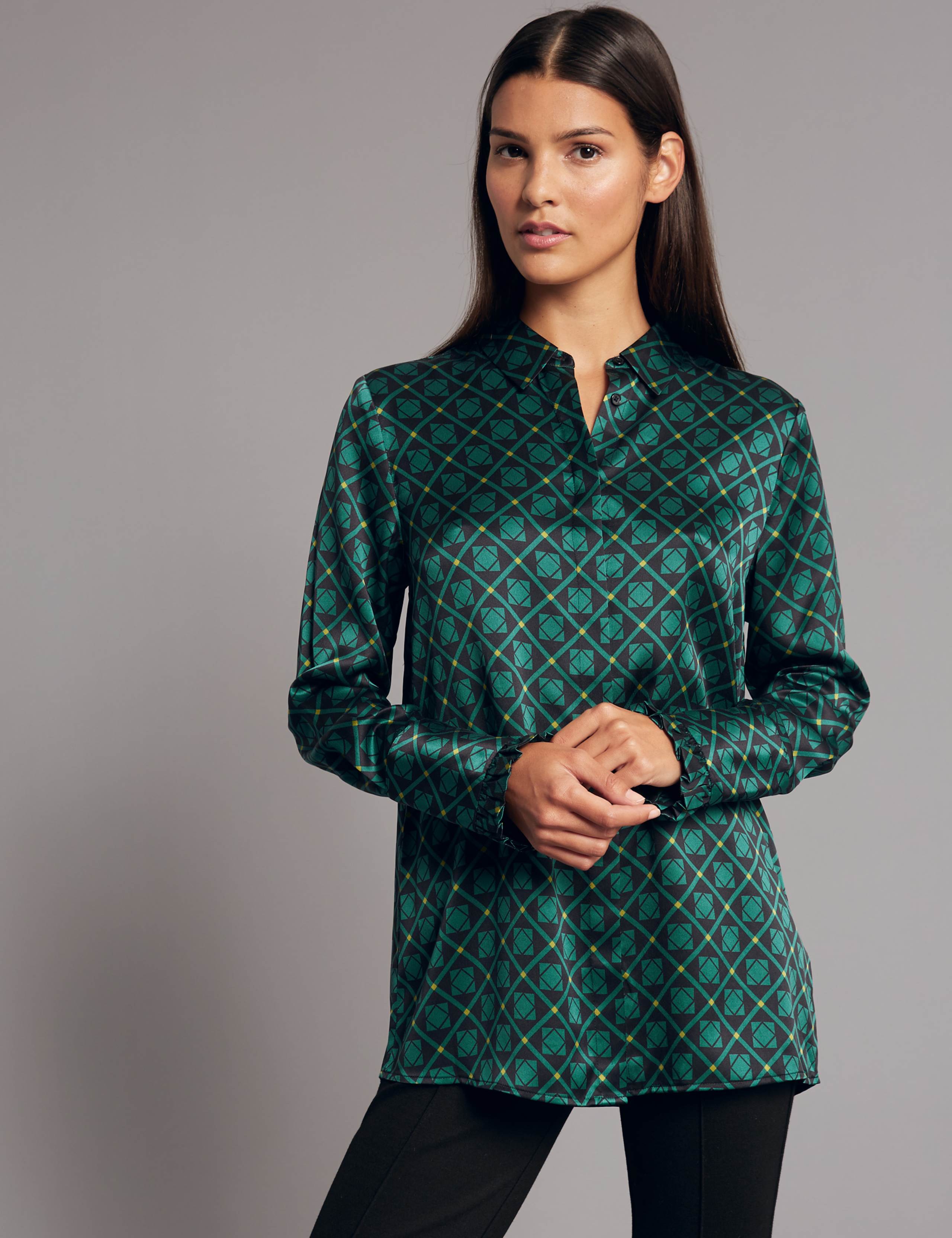 Pure Silk Printed Frill Cuff Shirt 3 of 5