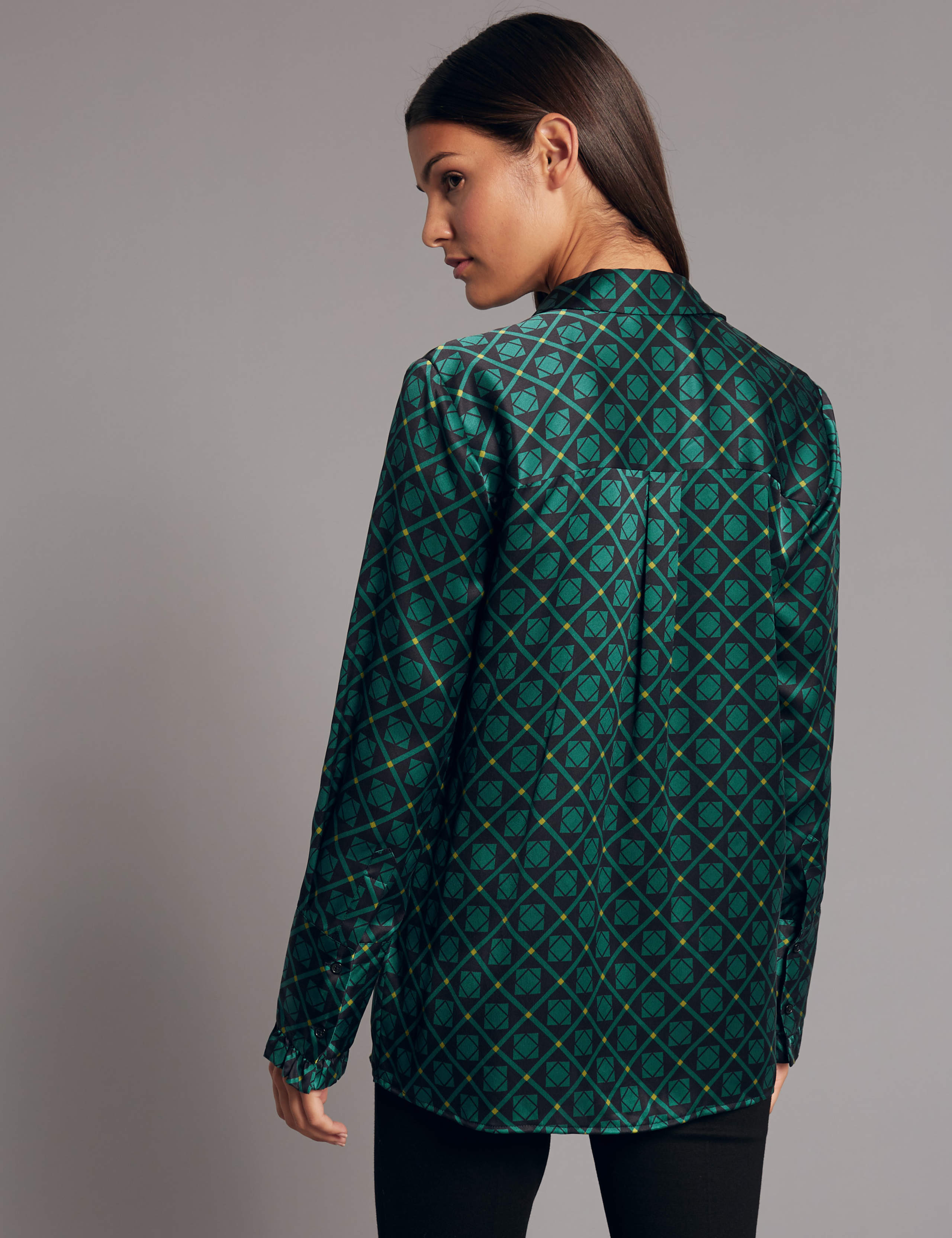 Pure Silk Printed Frill Cuff Shirt 4 of 5