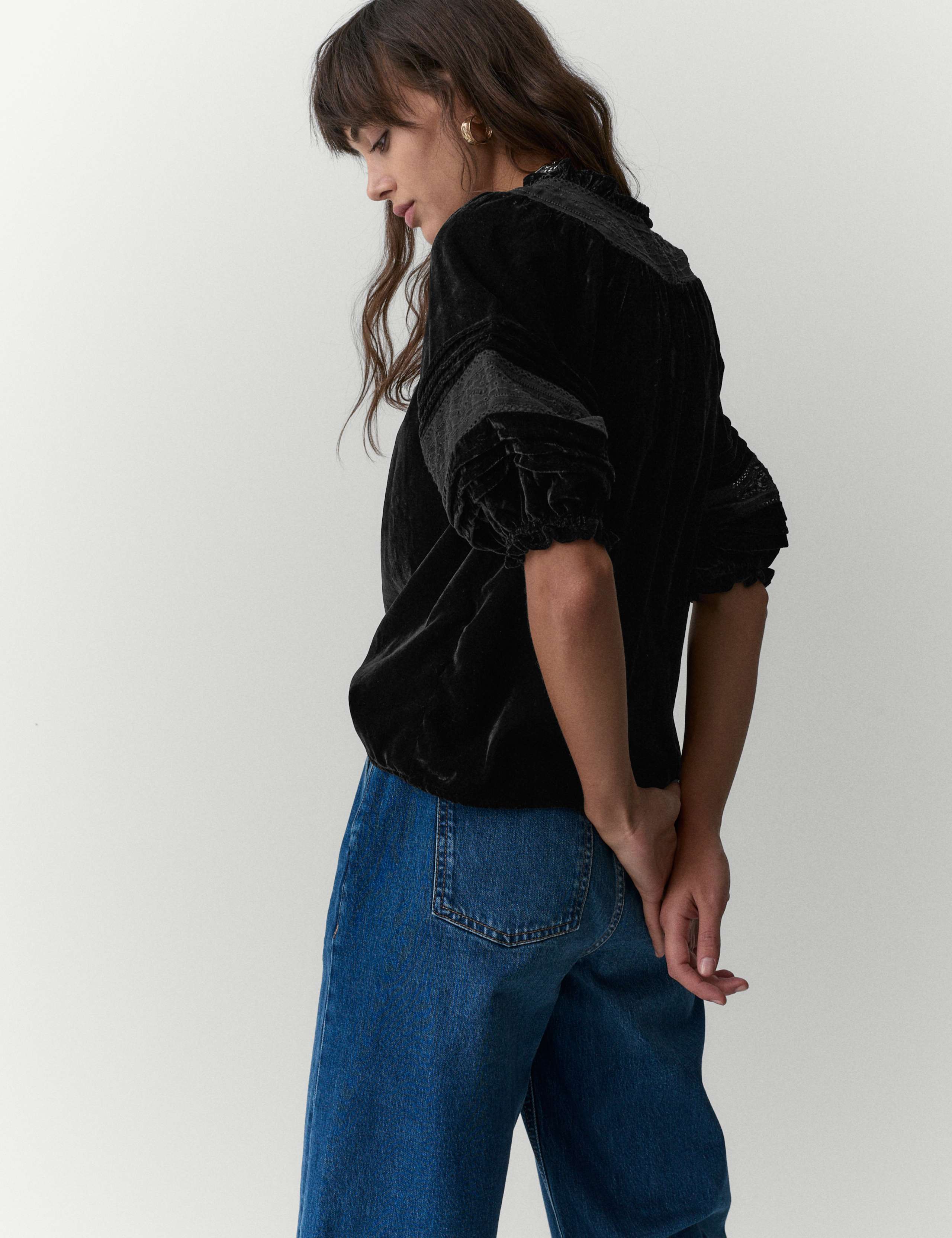 Velvet Embroidered Blouse 4 of 6