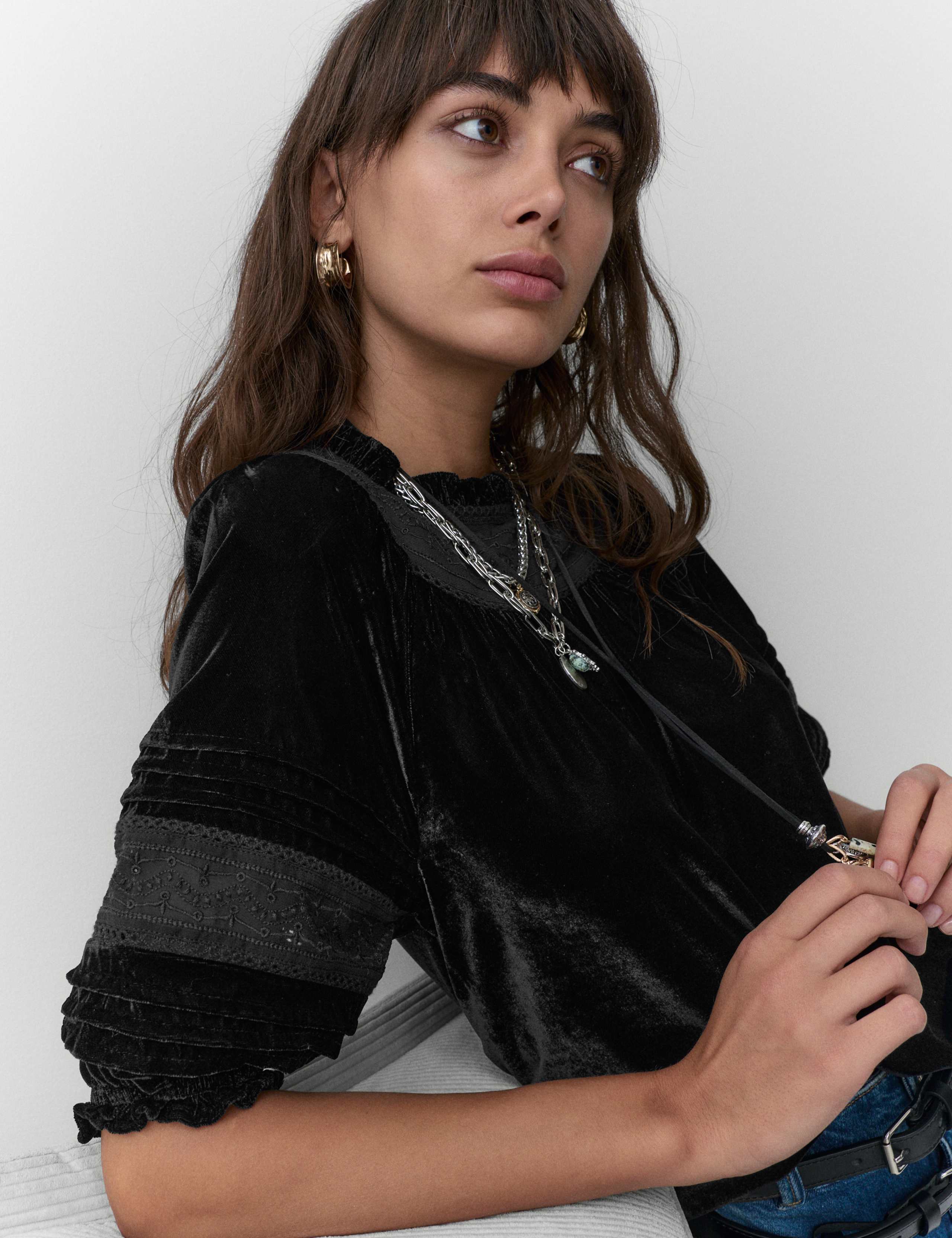 Velvet Embroidered Blouse 5 of 6