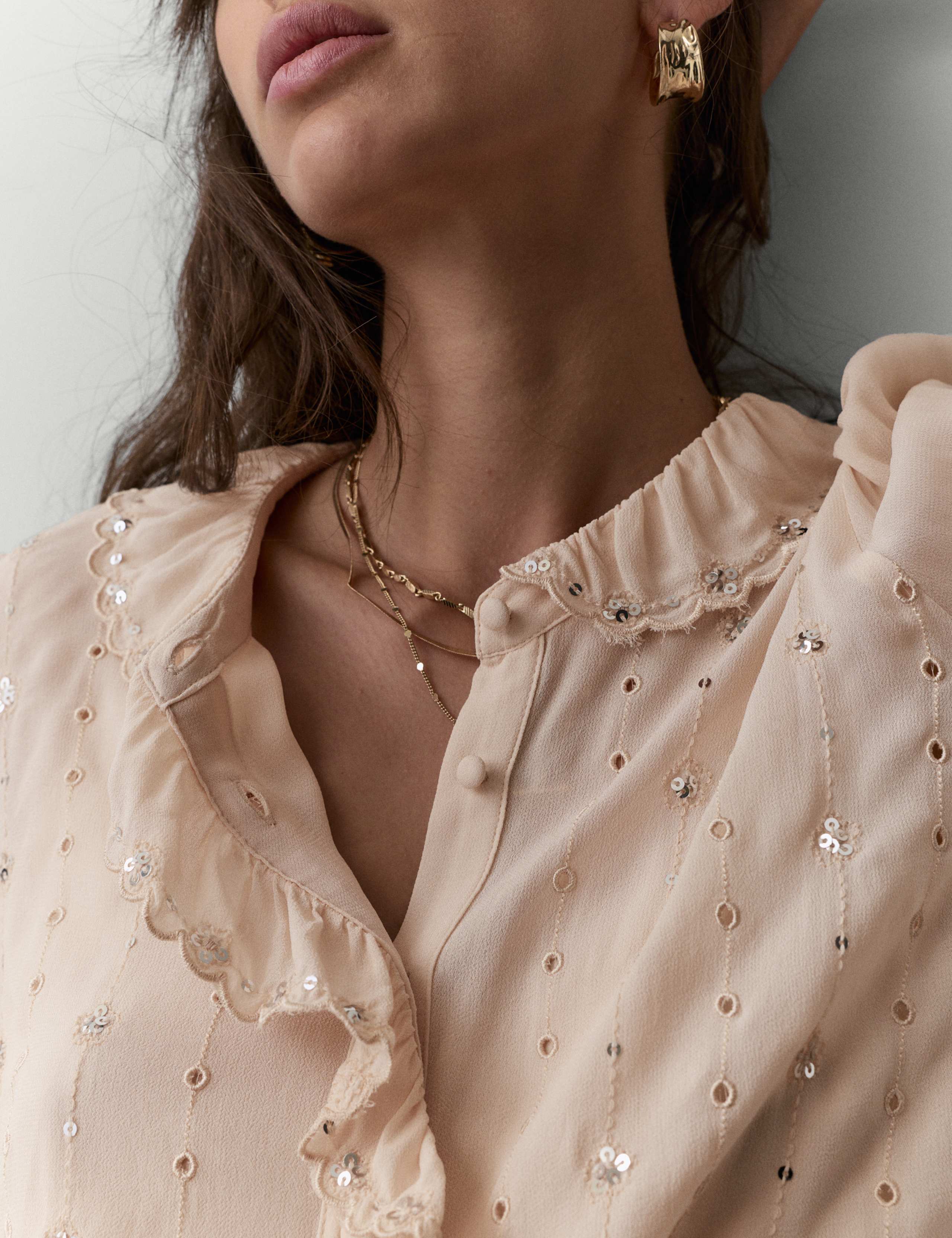 Sheer Sequin Ruffle Shirt 4 of 5