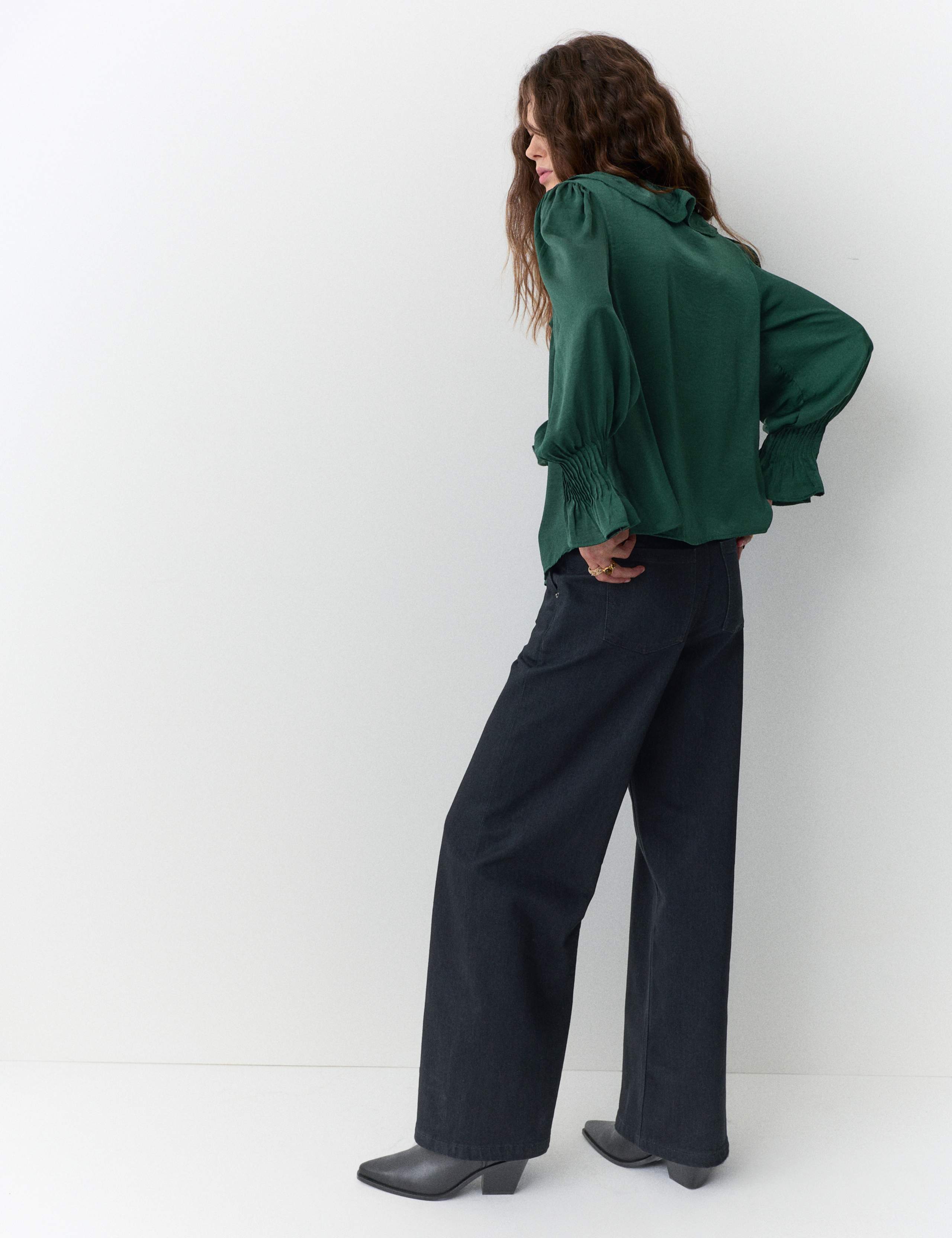 V-Neck Ruffle Pintuck Blouse 3 of 5