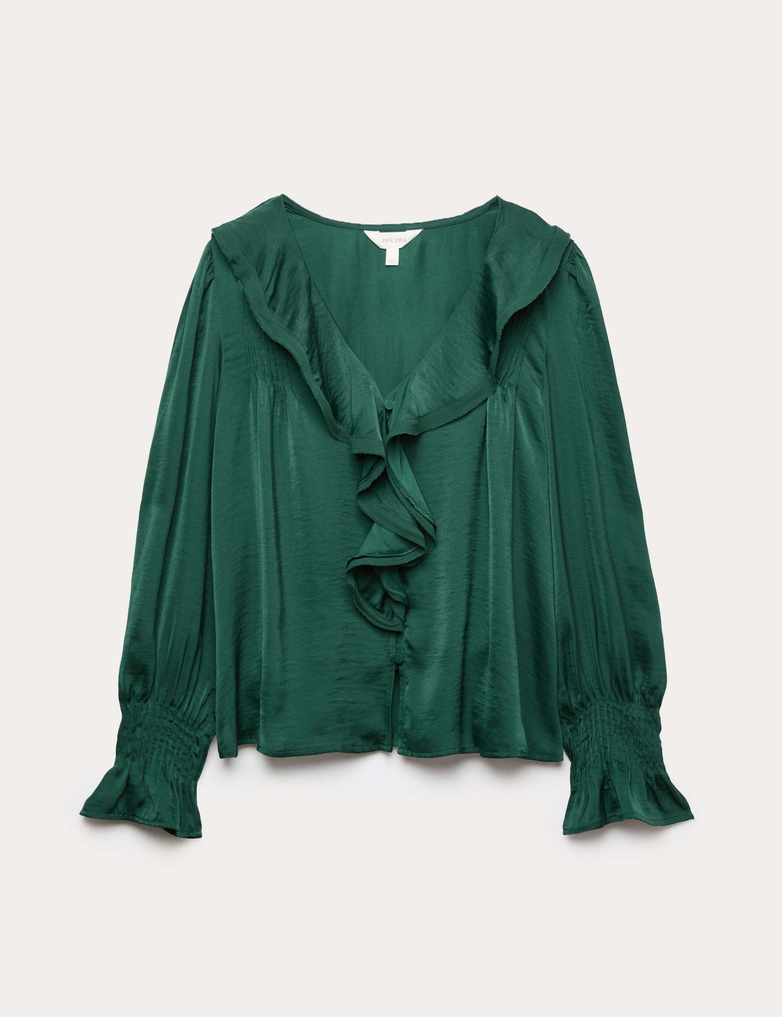V-Neck Ruffle Pintuck Blouse 2 of 5