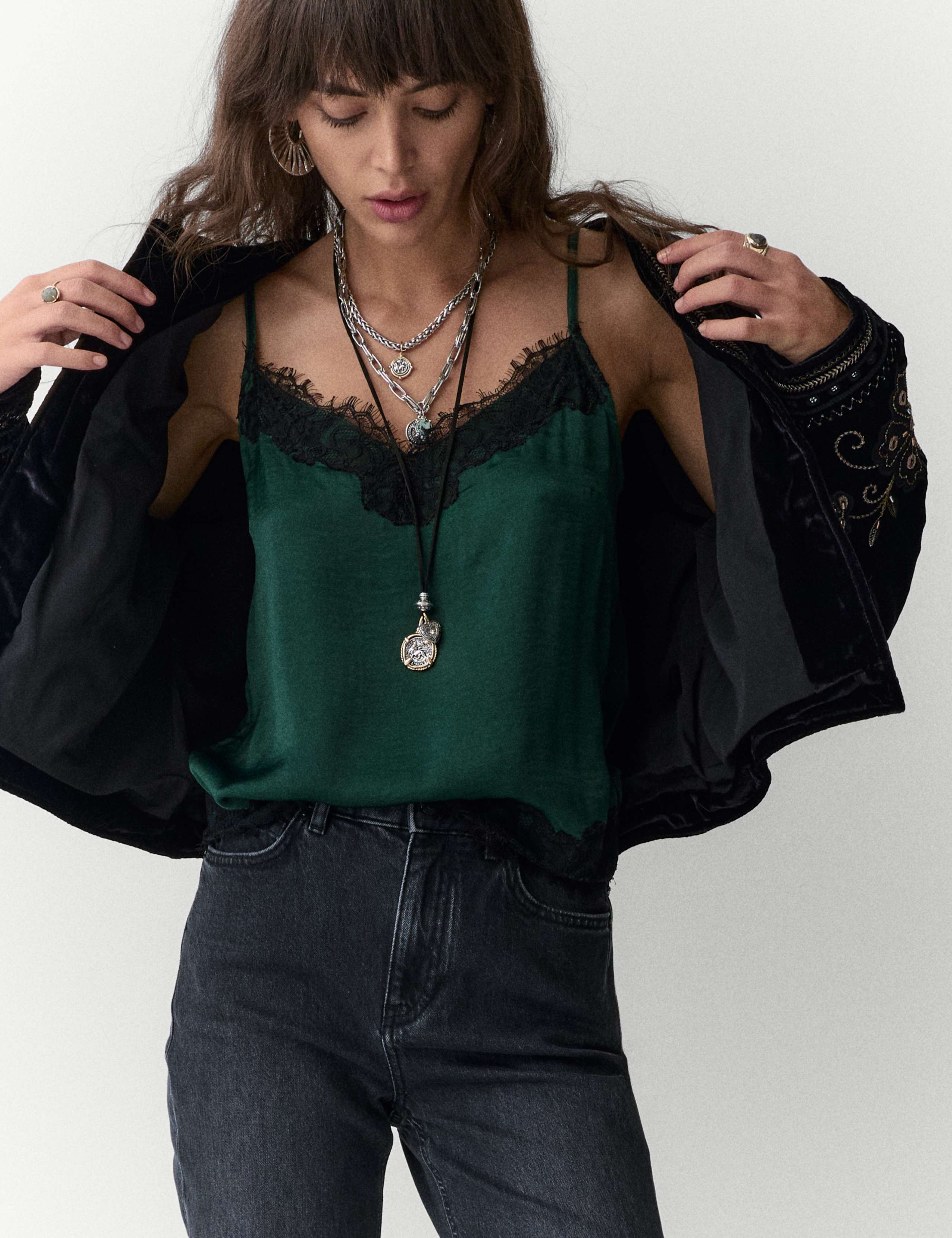 Satin Lace Applique Cami Top 1 of 6