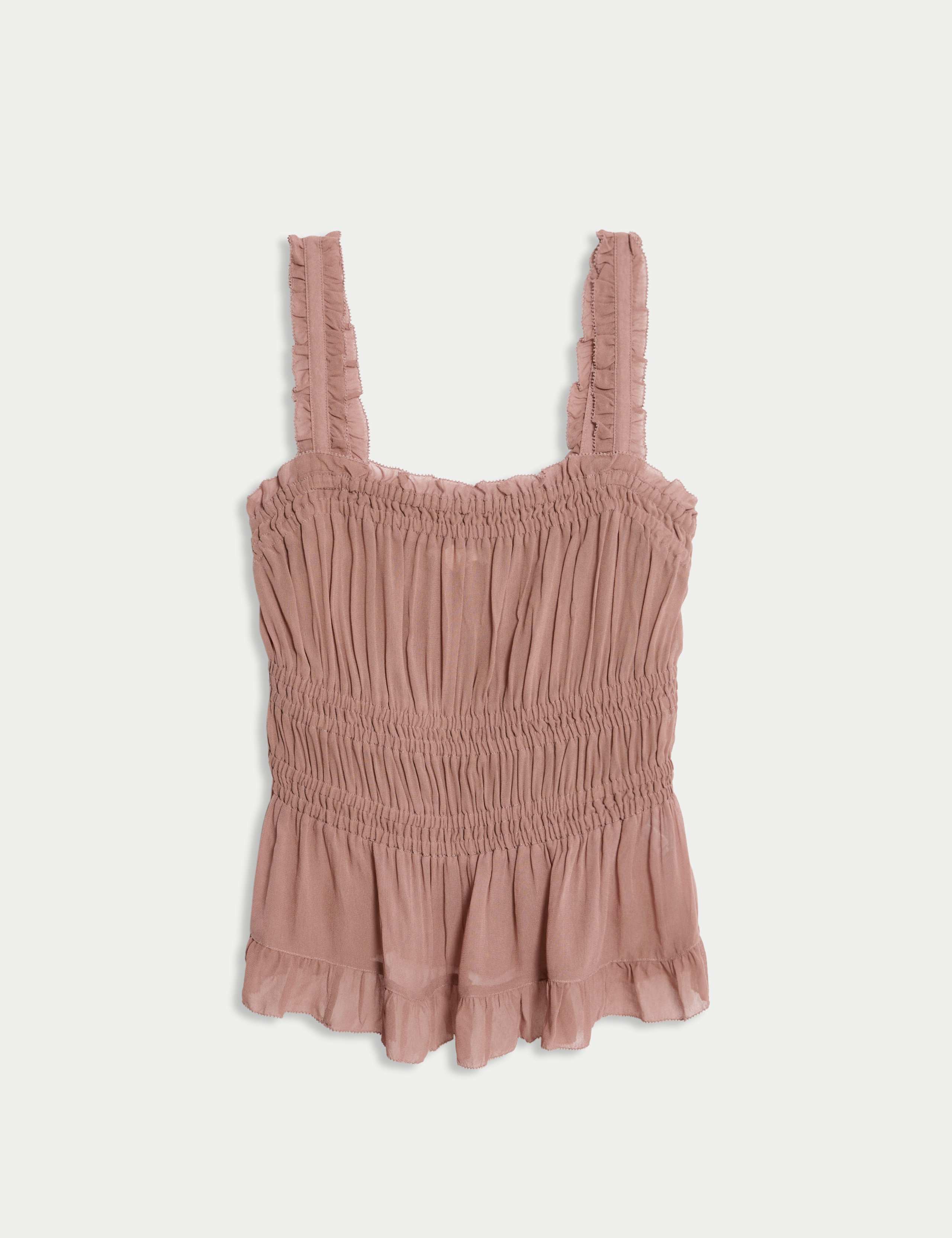 Sheer Shirred Ruffle Cami Top 2 of 5