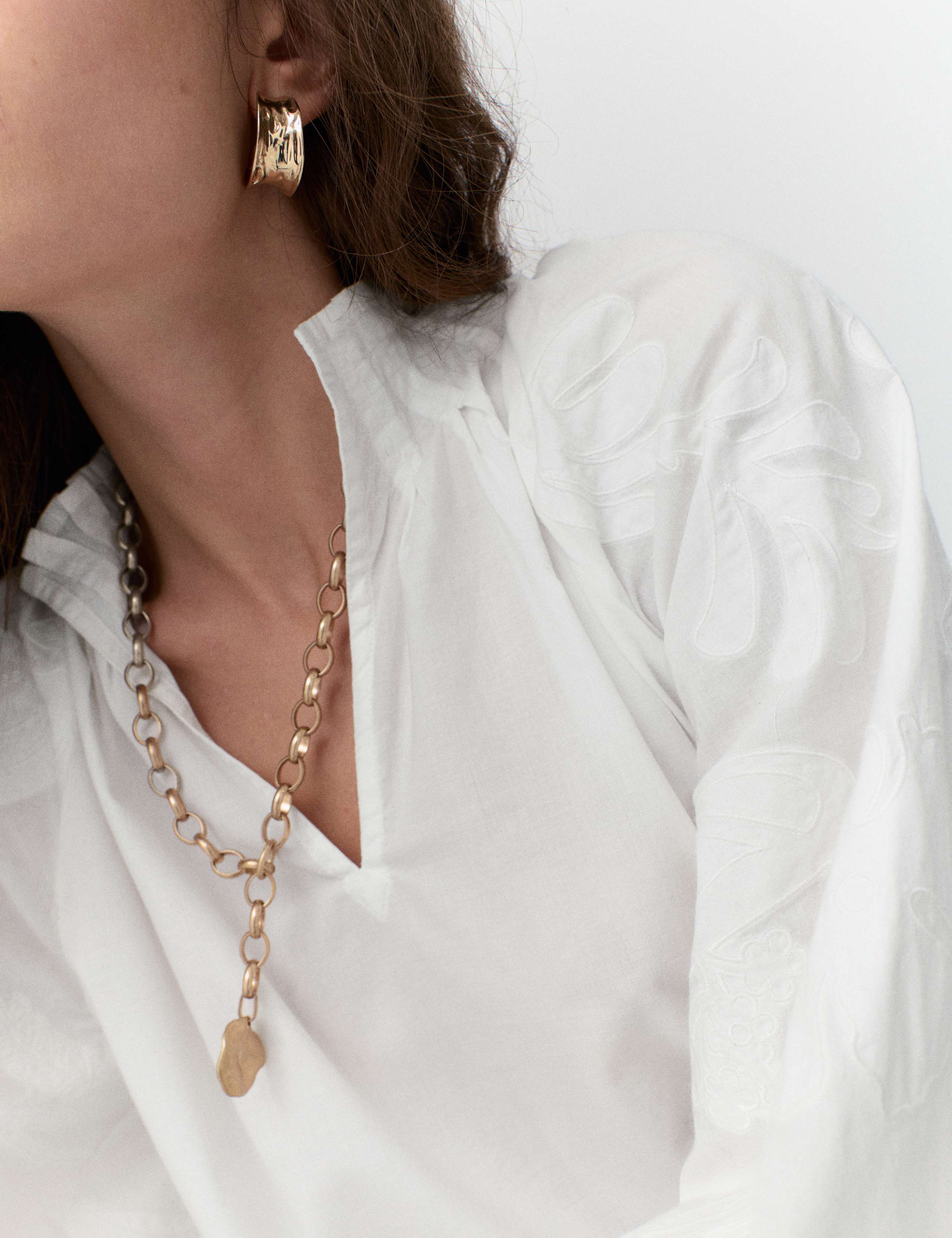 Pure Cotton V-Neck Cornelli Sleeve Blouse 5 of 5