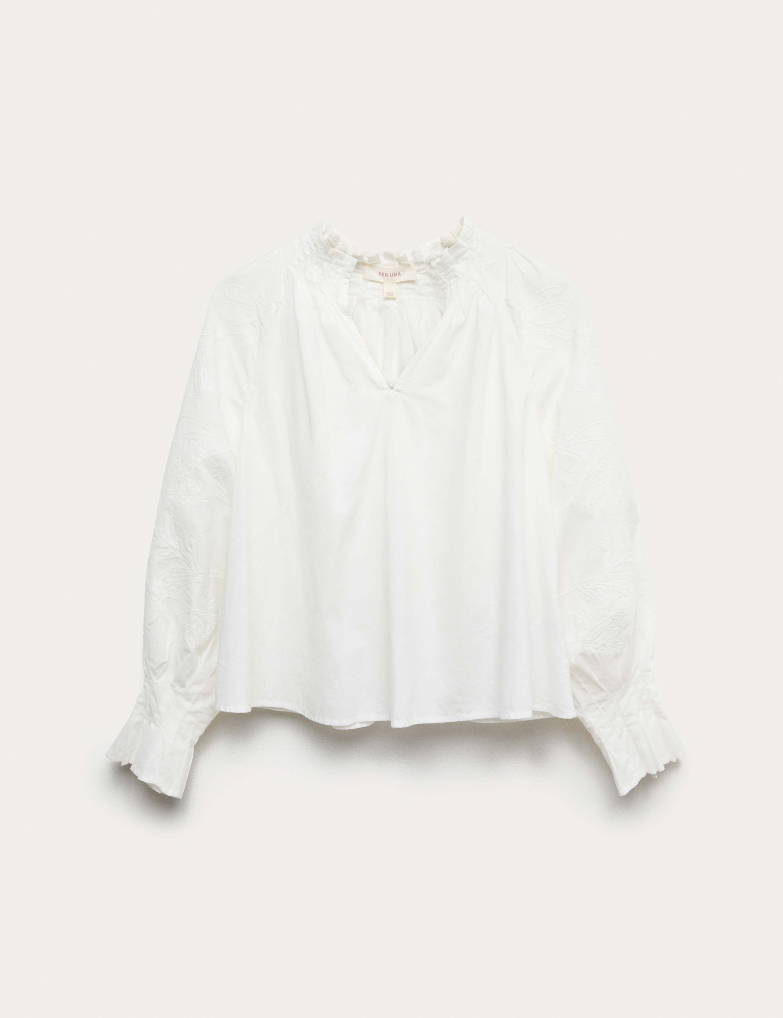 Pure Cotton V-Neck Cornelli Sleeve Blouse 2 of 5