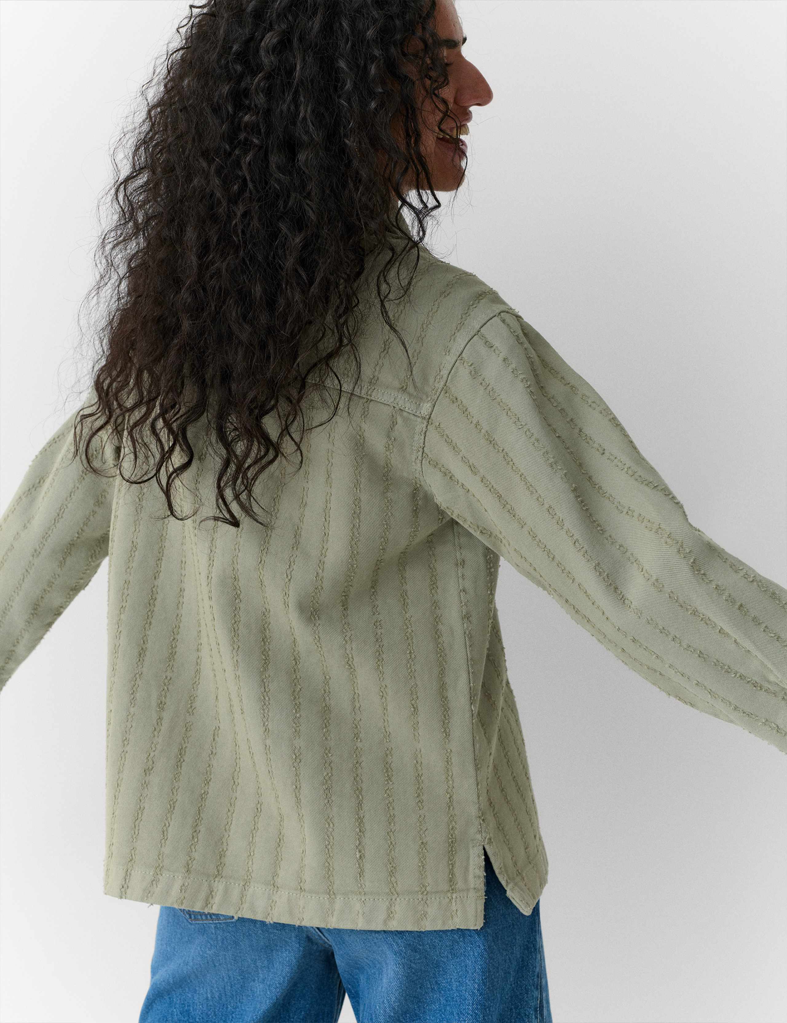 Pure Cotton Textured Denim Shacket 5 of 6