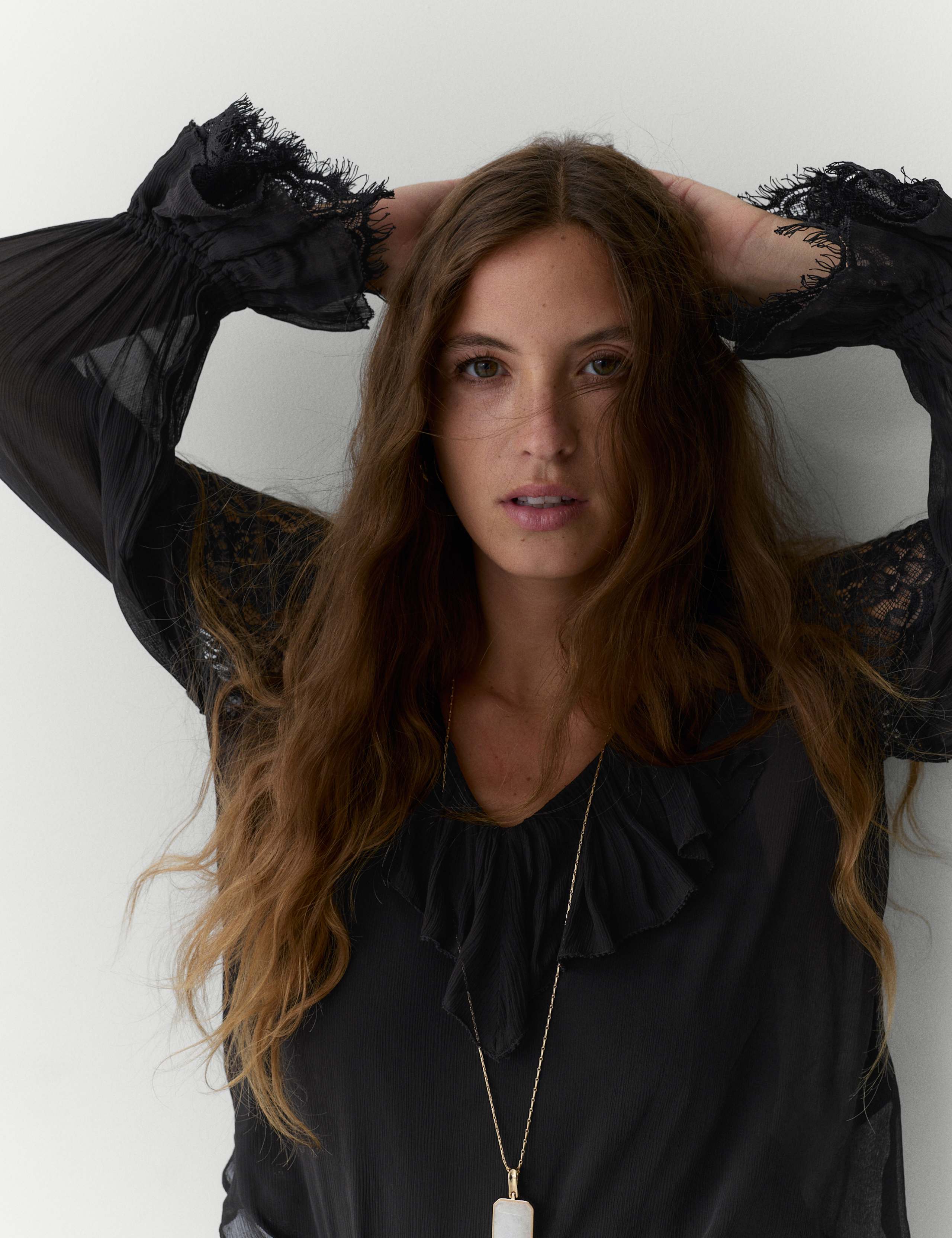 Lace Detail V-Neck Ruffle Blouse 3 of 5