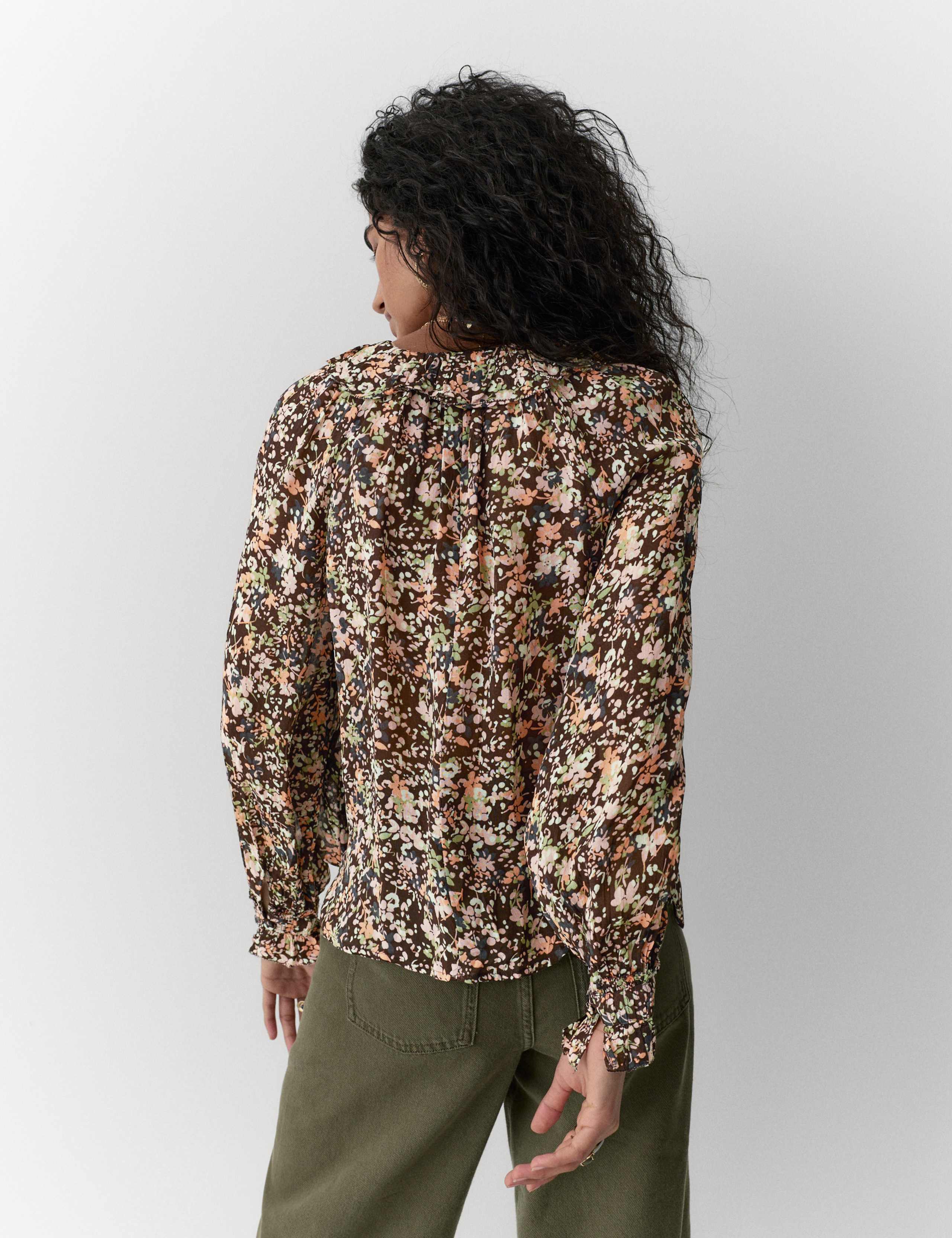Floral Frill Tie Neck Blouse 4 of 5