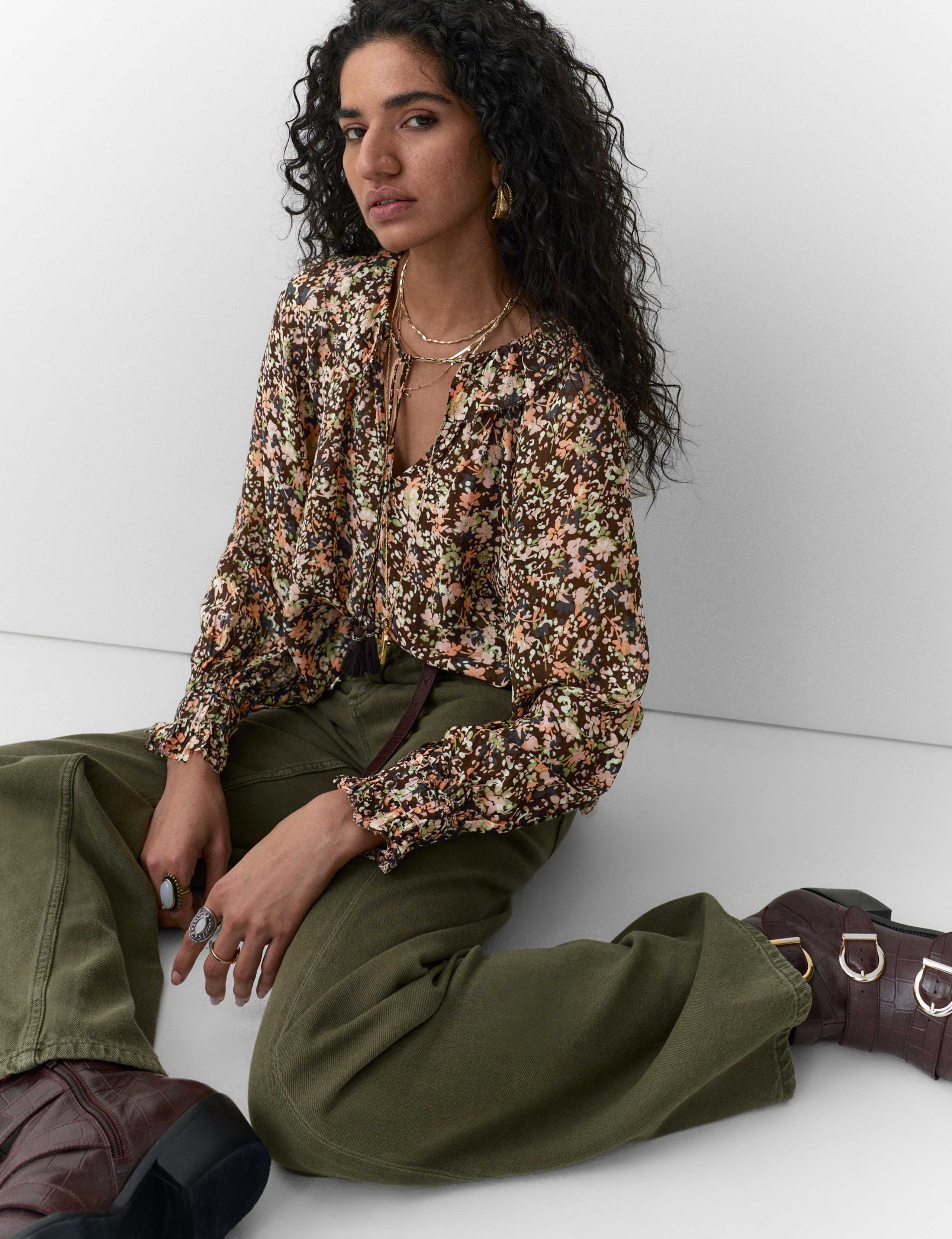 Floral Frill Tie Neck Blouse 5 of 5