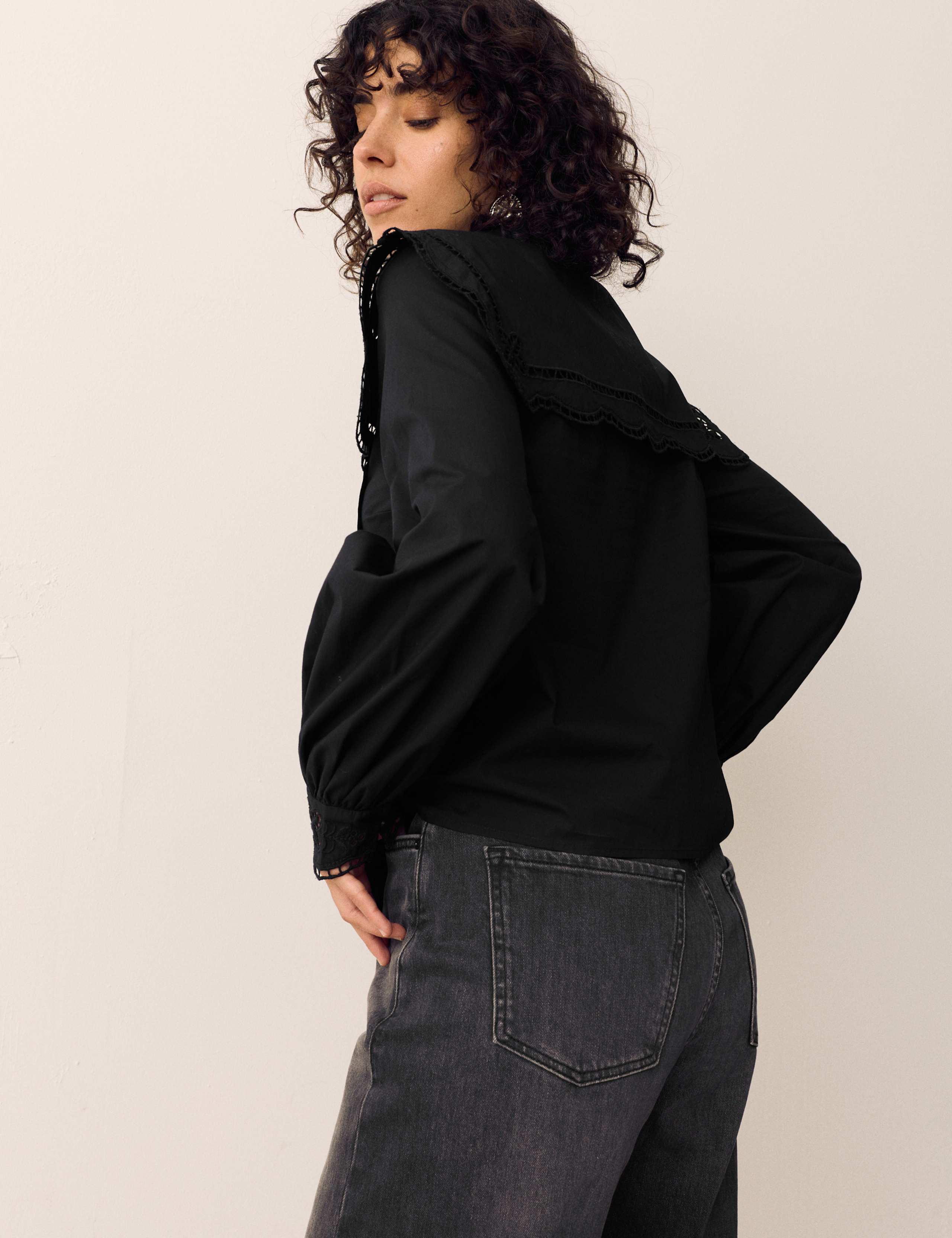 Pure Cotton Broderie Collar Shirt 3 of 5