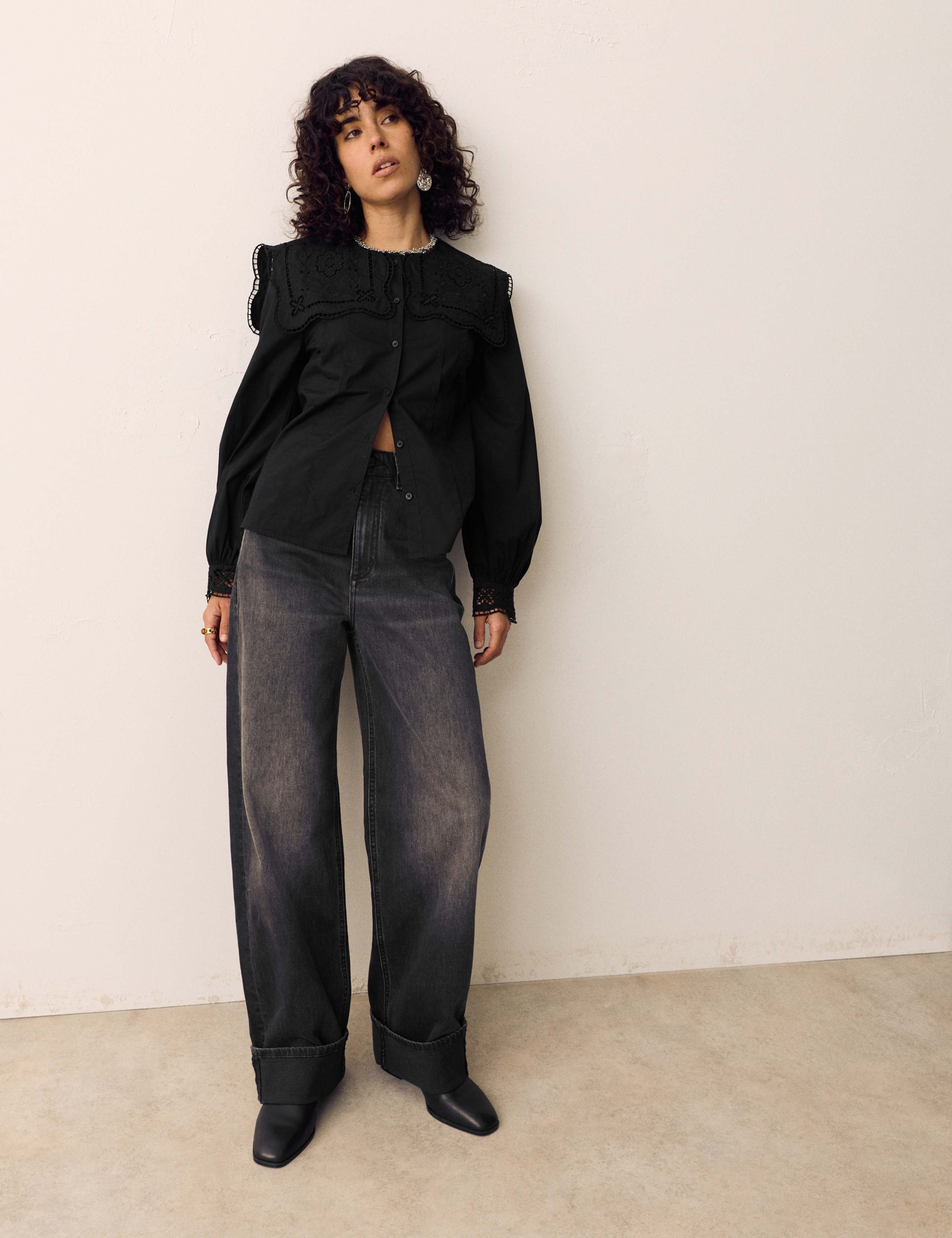 Pure Cotton Broderie Collar Shirt 4 of 5