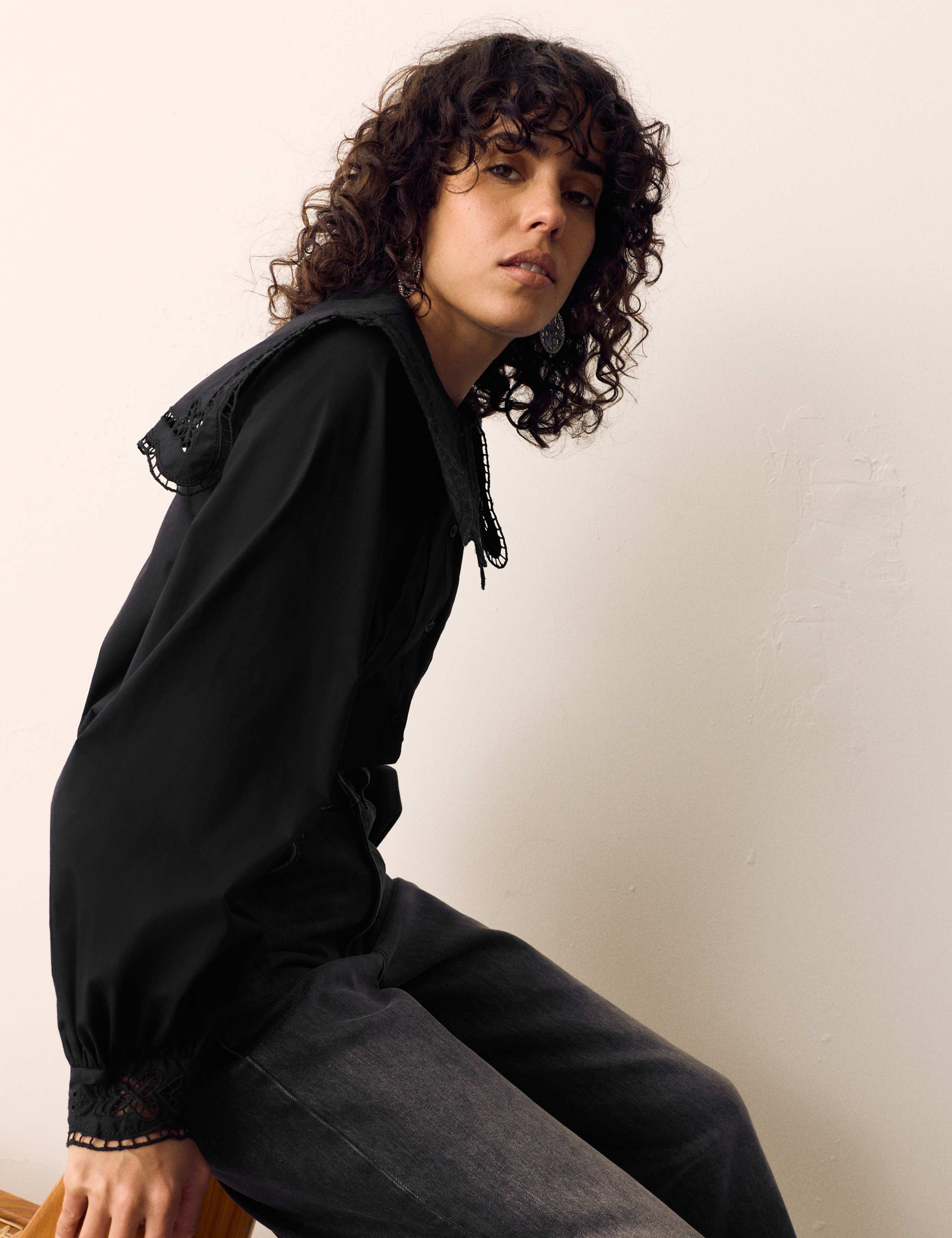 Pure Cotton Broderie Collar Shirt 5 of 5