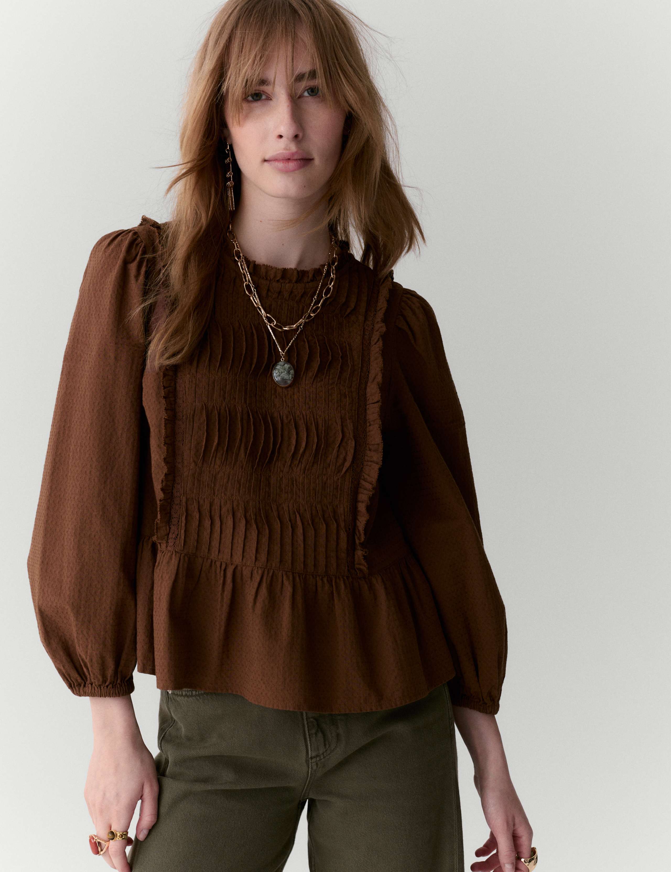 Pure Cotton Pleat Front Blouse 6 of 6