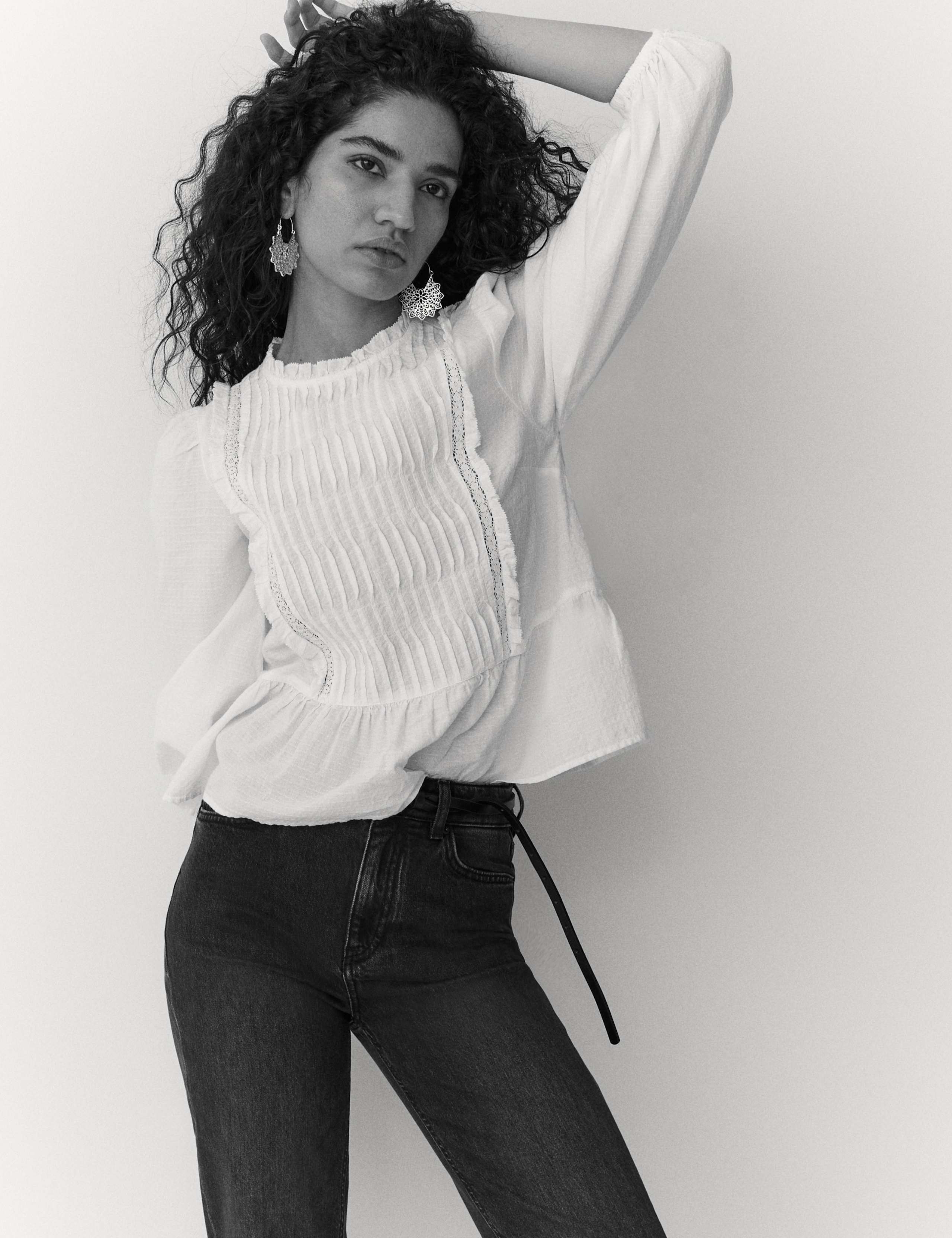 Pure Cotton Pleat Front Blouse 5 of 6