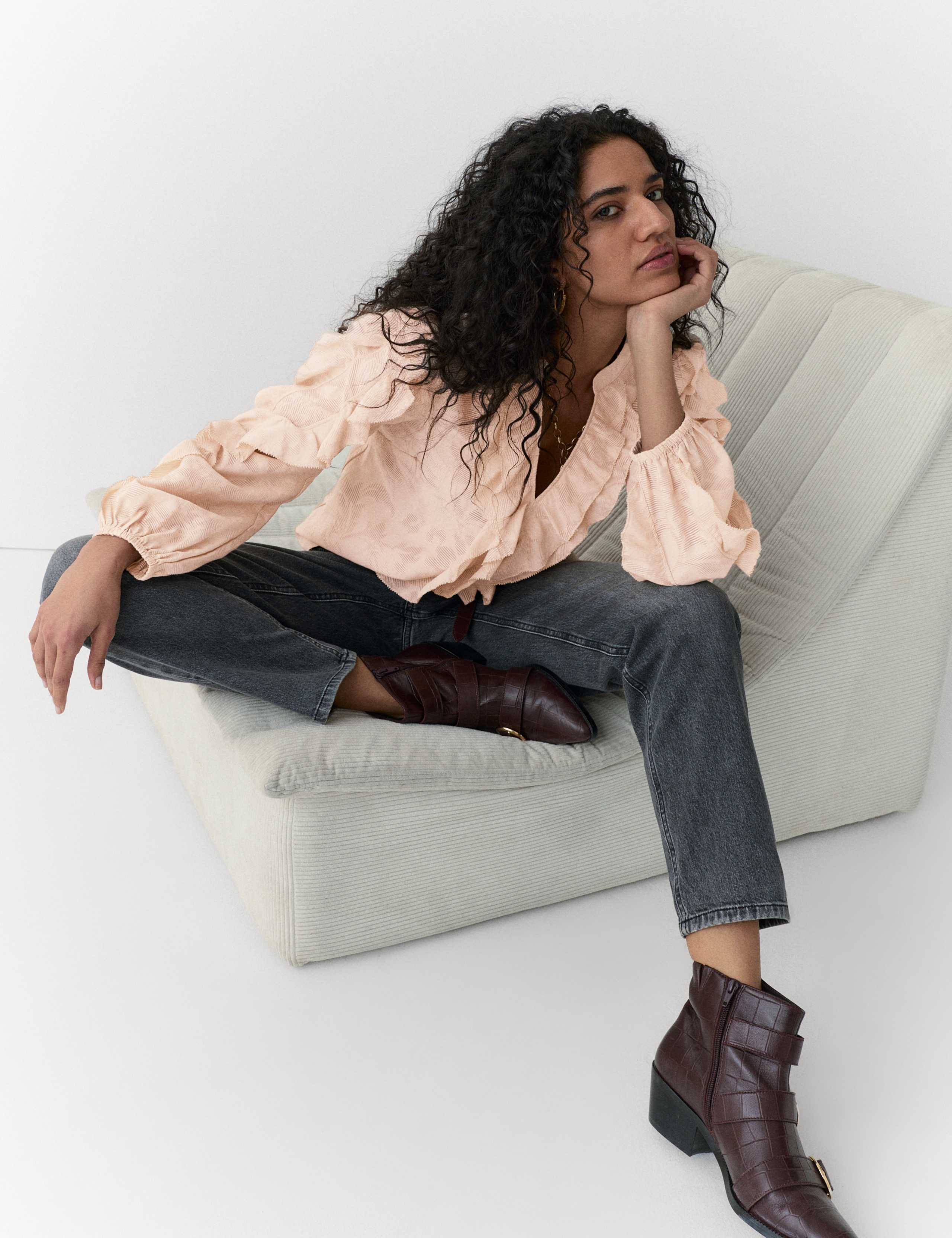 Floral Jacquard Ruffle Blouse 3 of 5