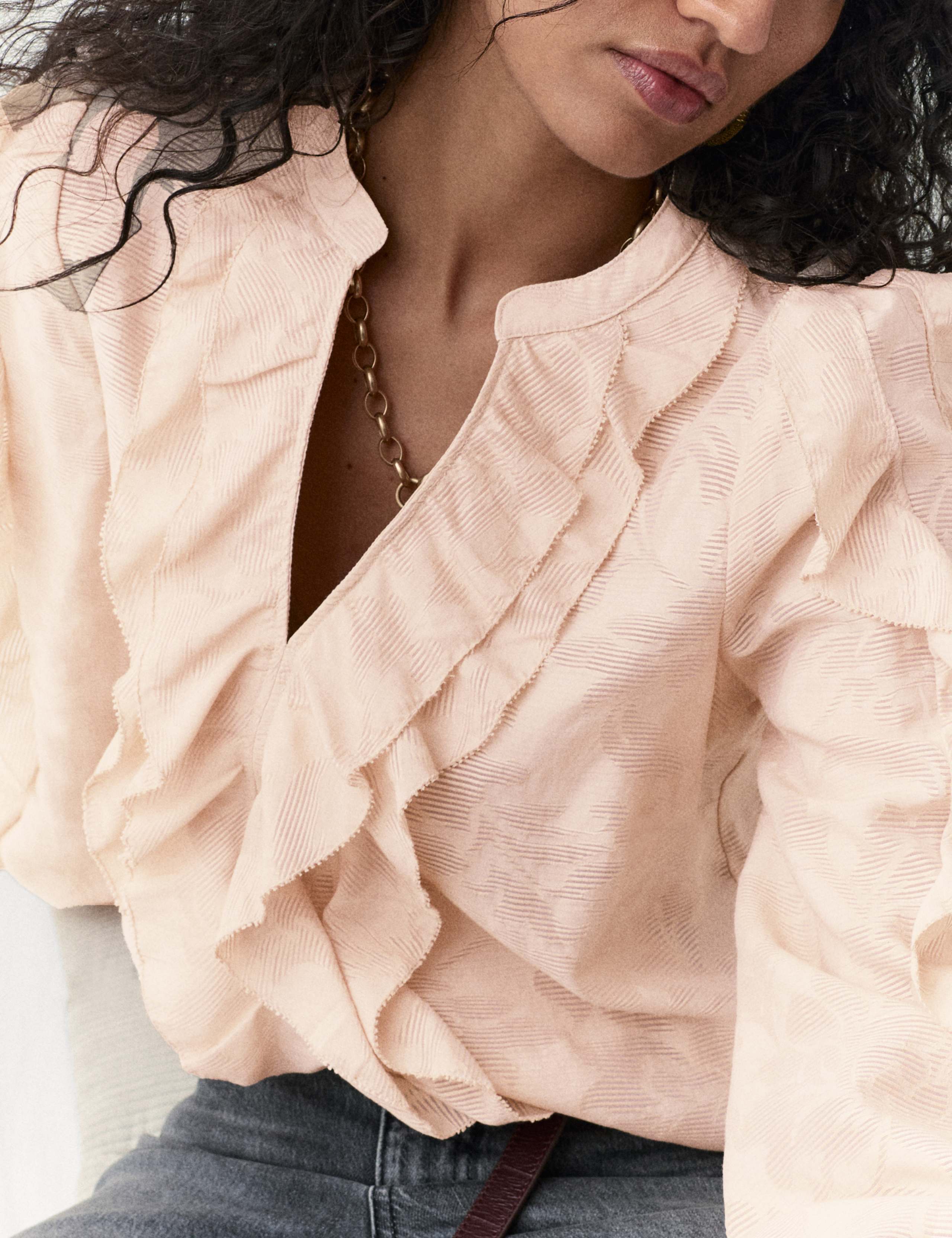 Floral Jacquard Ruffle Blouse 4 of 5