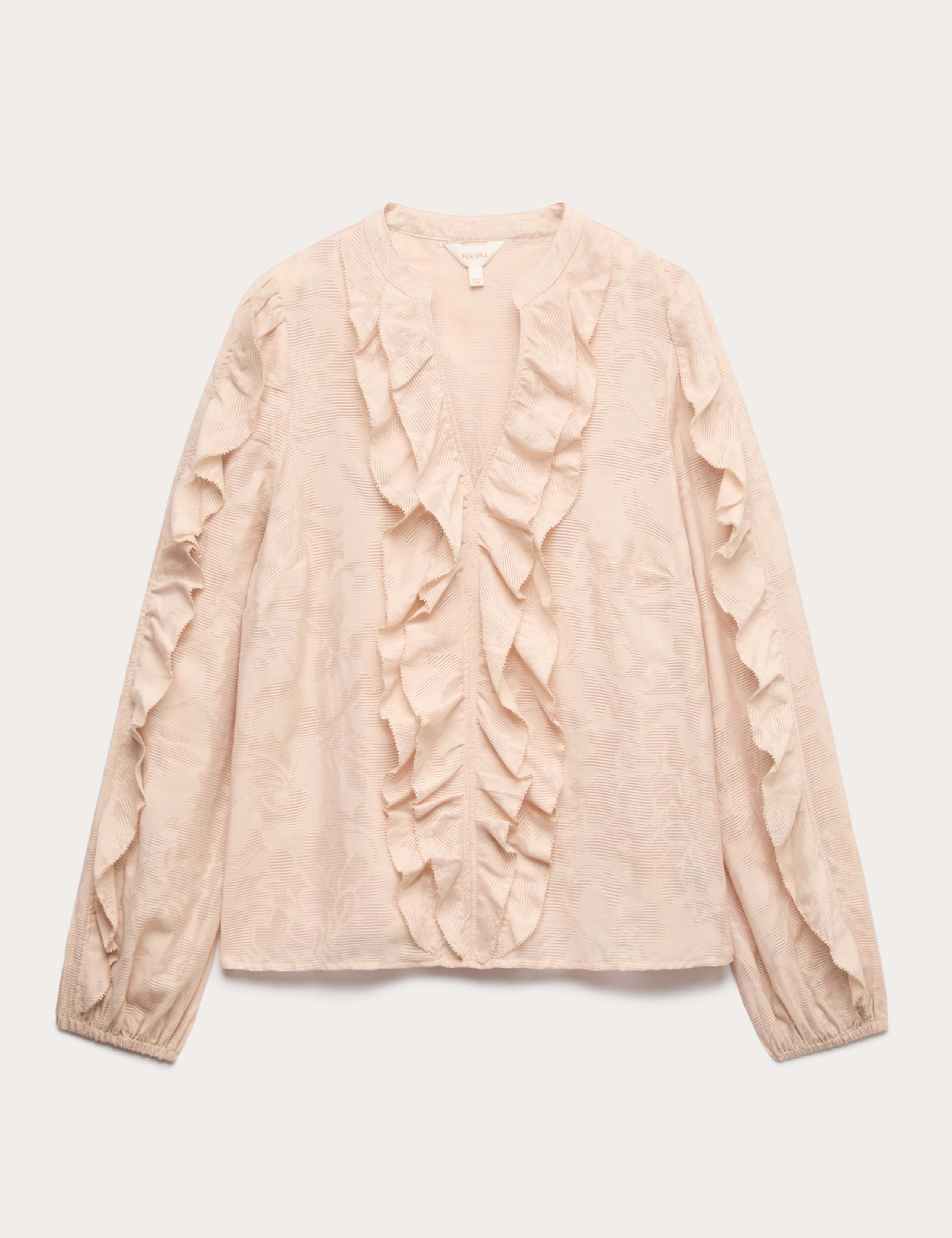 Floral Jacquard Ruffle Blouse 2 of 5