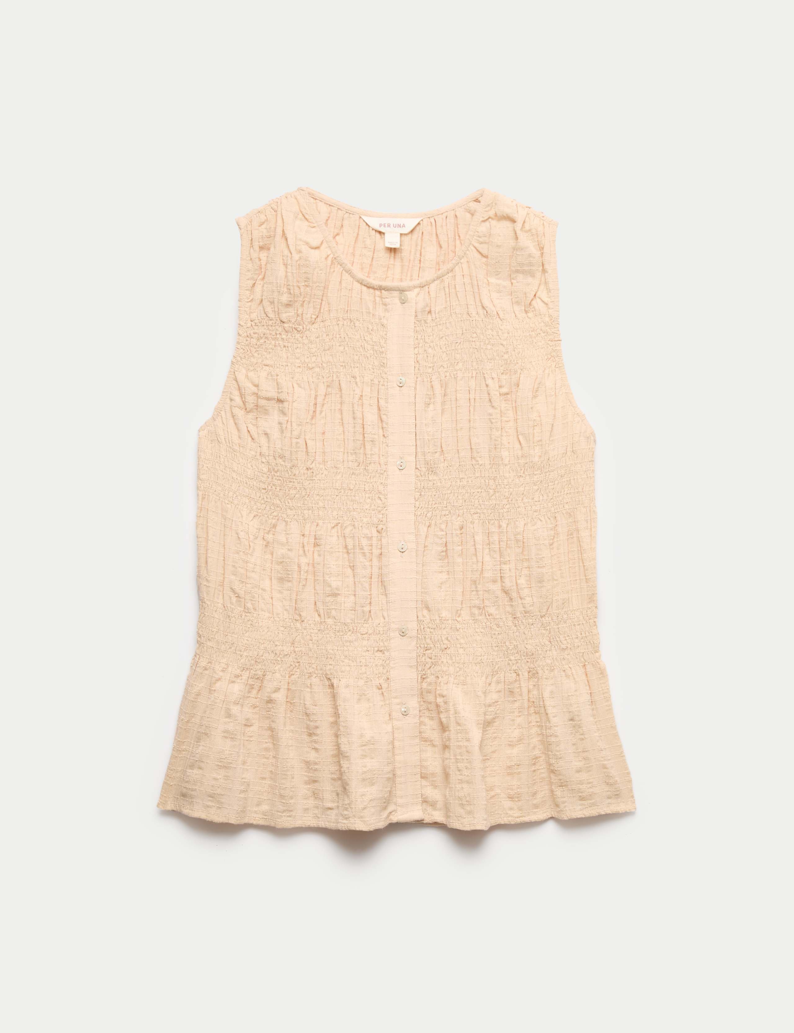 Pure Cotton Shirred Button Through Top 1 of 2