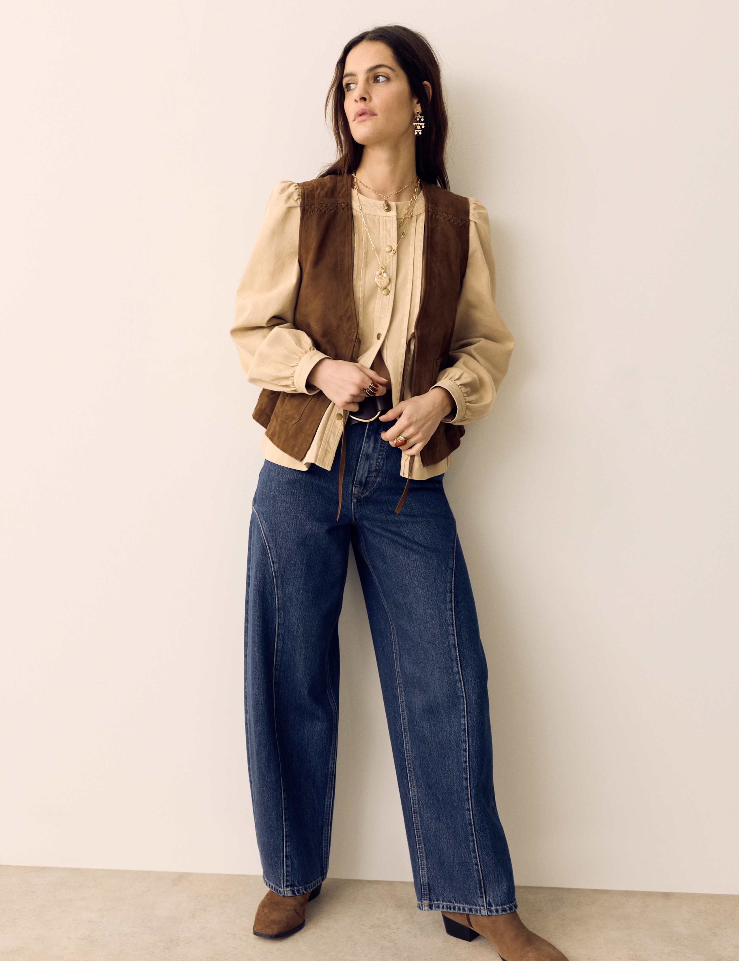 Pure Cotton Denim Collarless Shirt 3 of 6