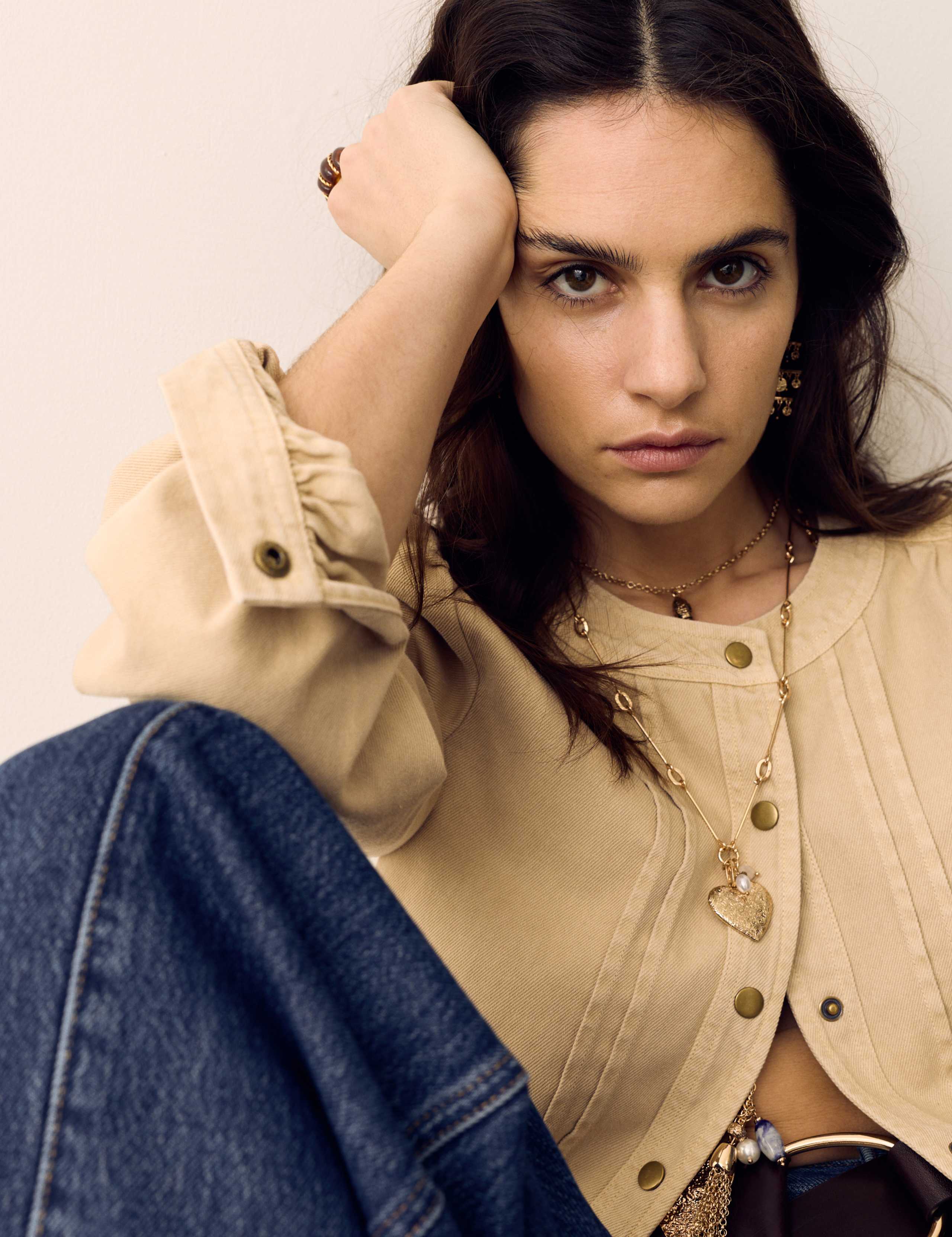 Pure Cotton Denim Collarless Shirt 5 of 6