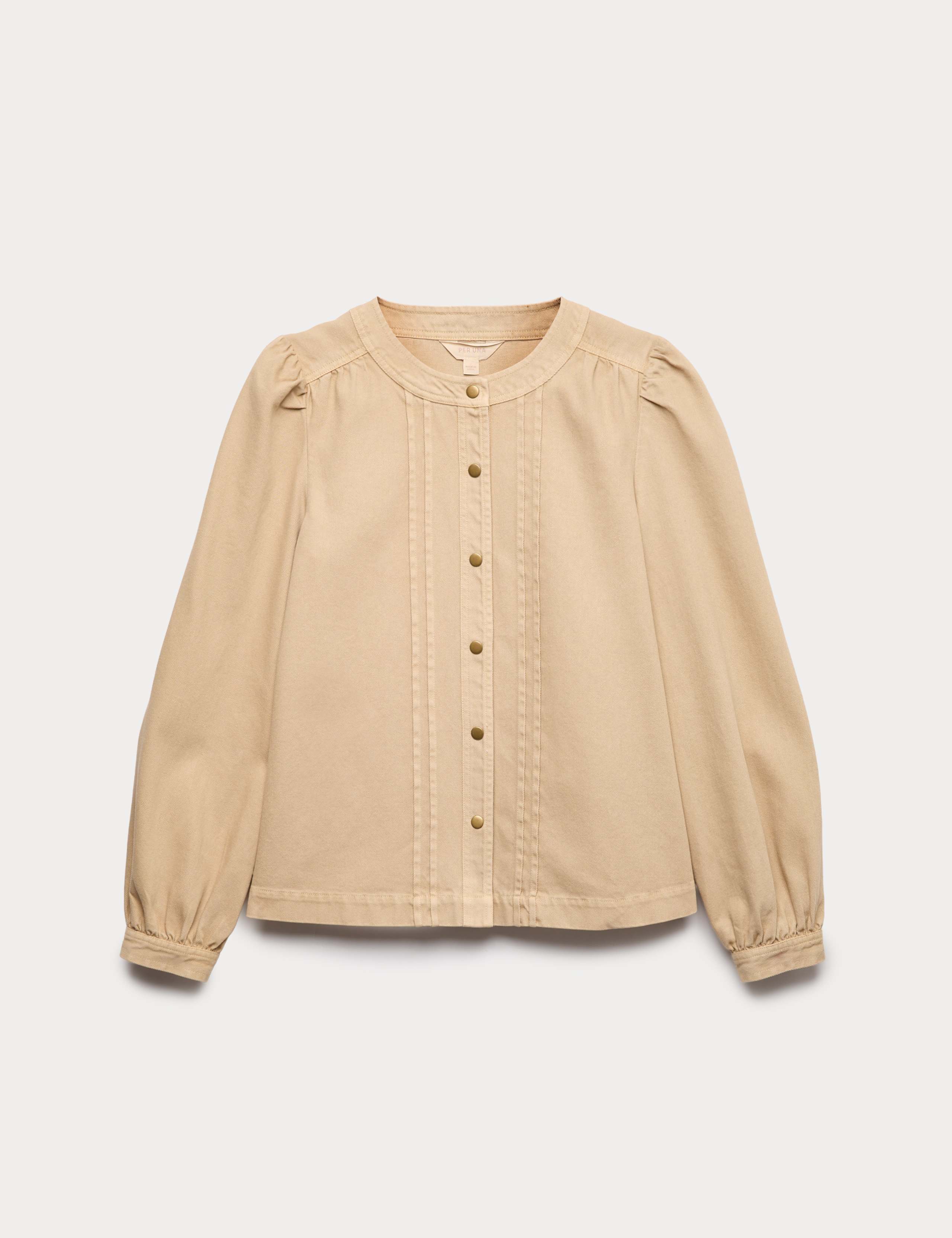 Pure Cotton Denim Collarless Shirt 2 of 6