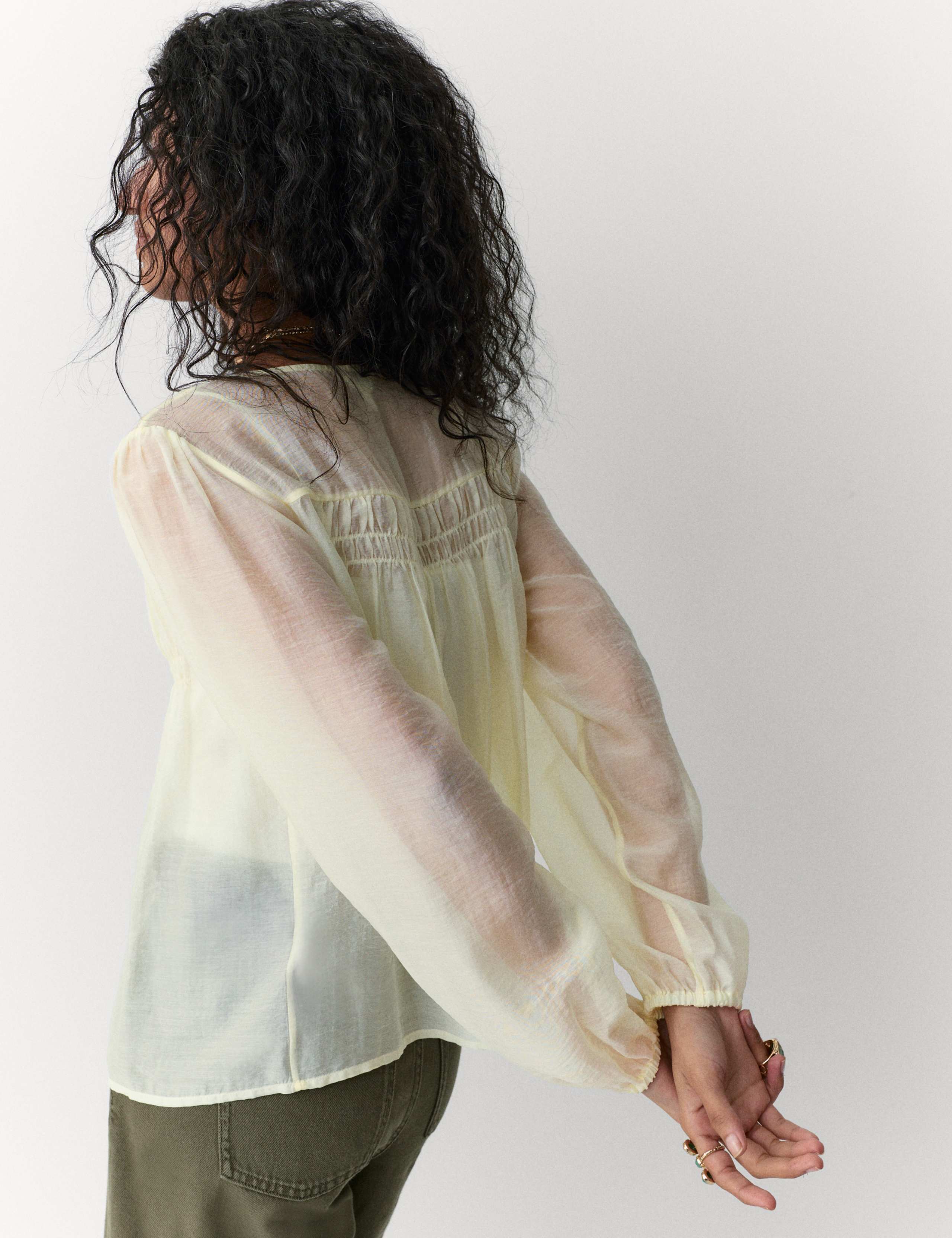 Lyocell Rich Pintuck Textured Blouse 3 of 5