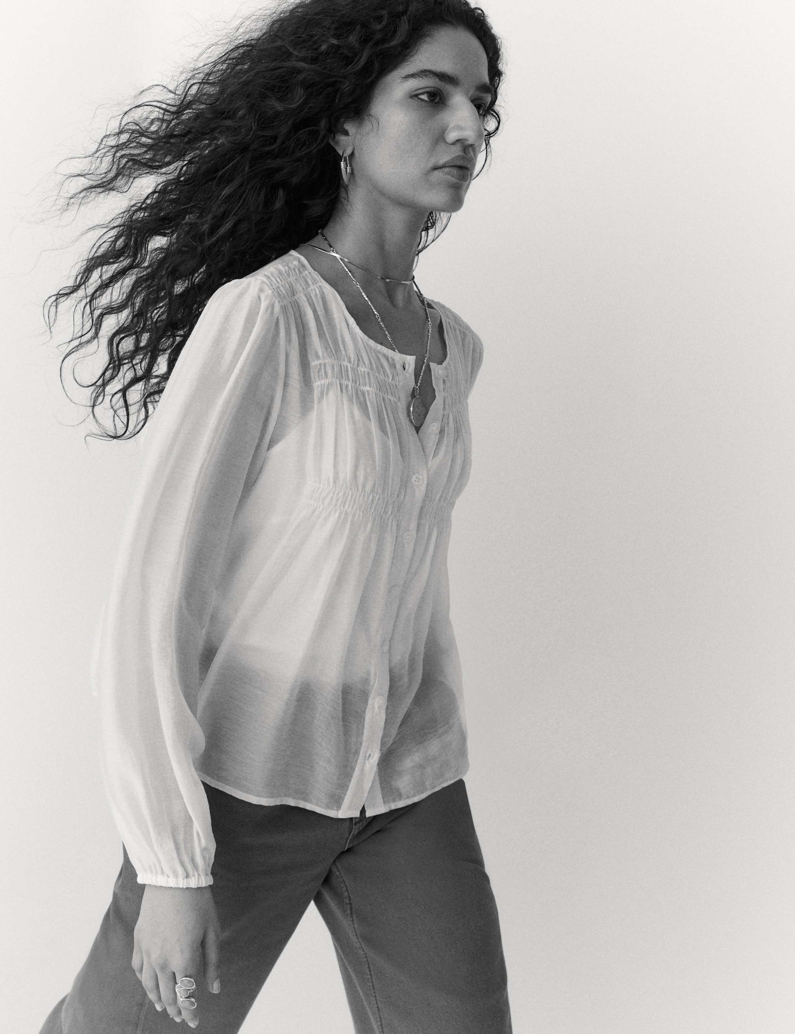 Lyocell Rich Pintuck Textured Blouse 5 of 5