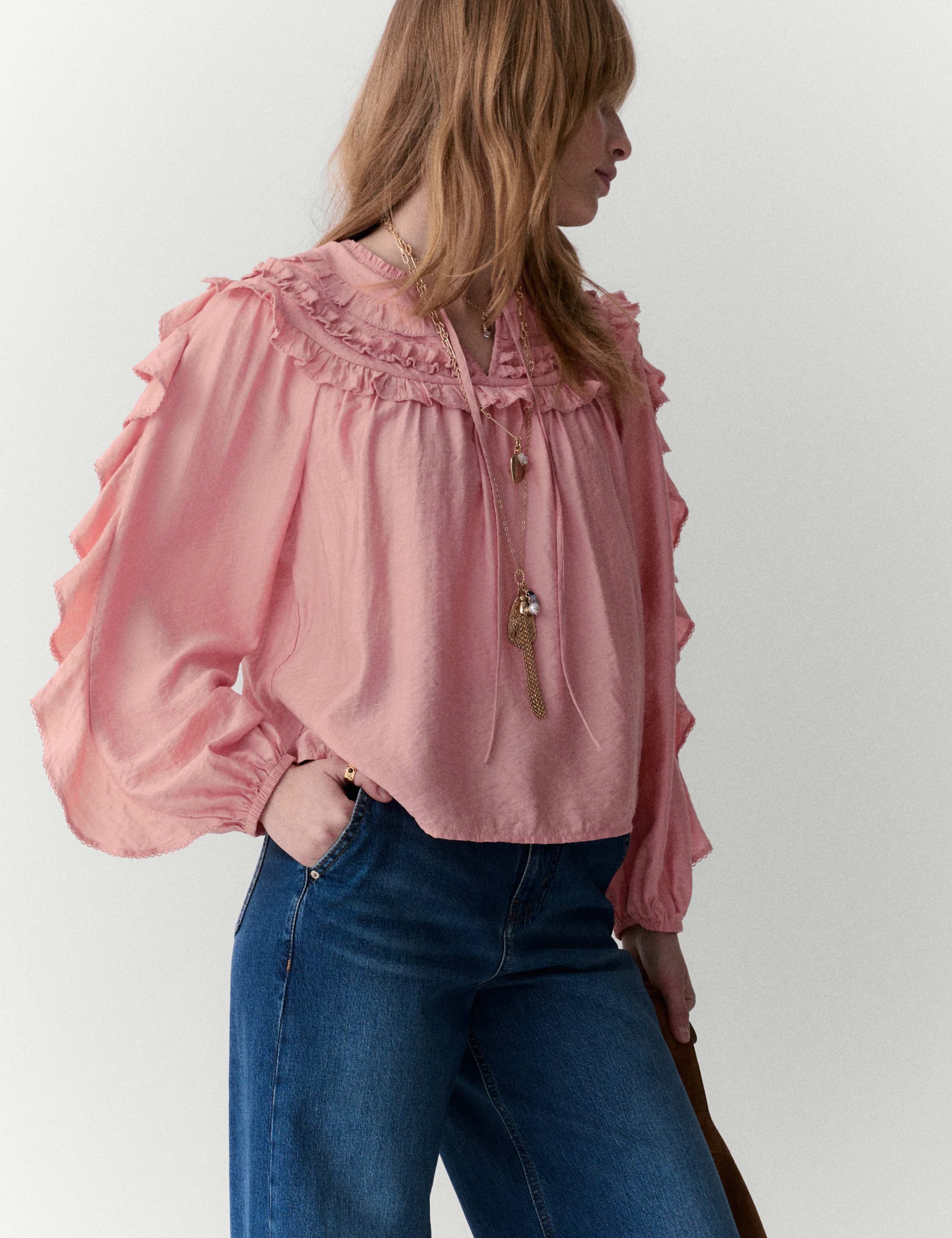 Ruffle Detail Tie Front Blouse 4 of 5