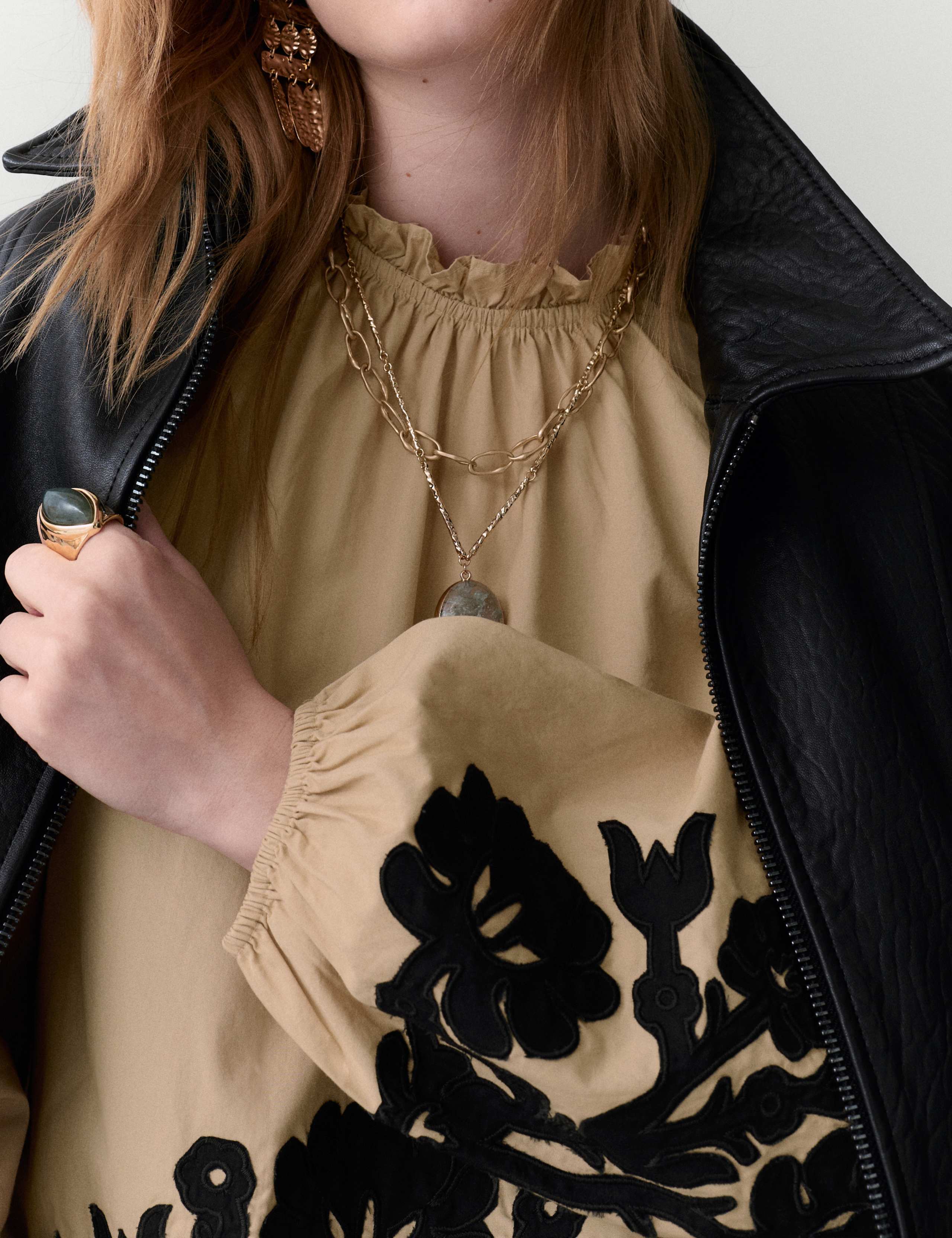 Pure Cotton Contrast Applique Blouse 3 of 6