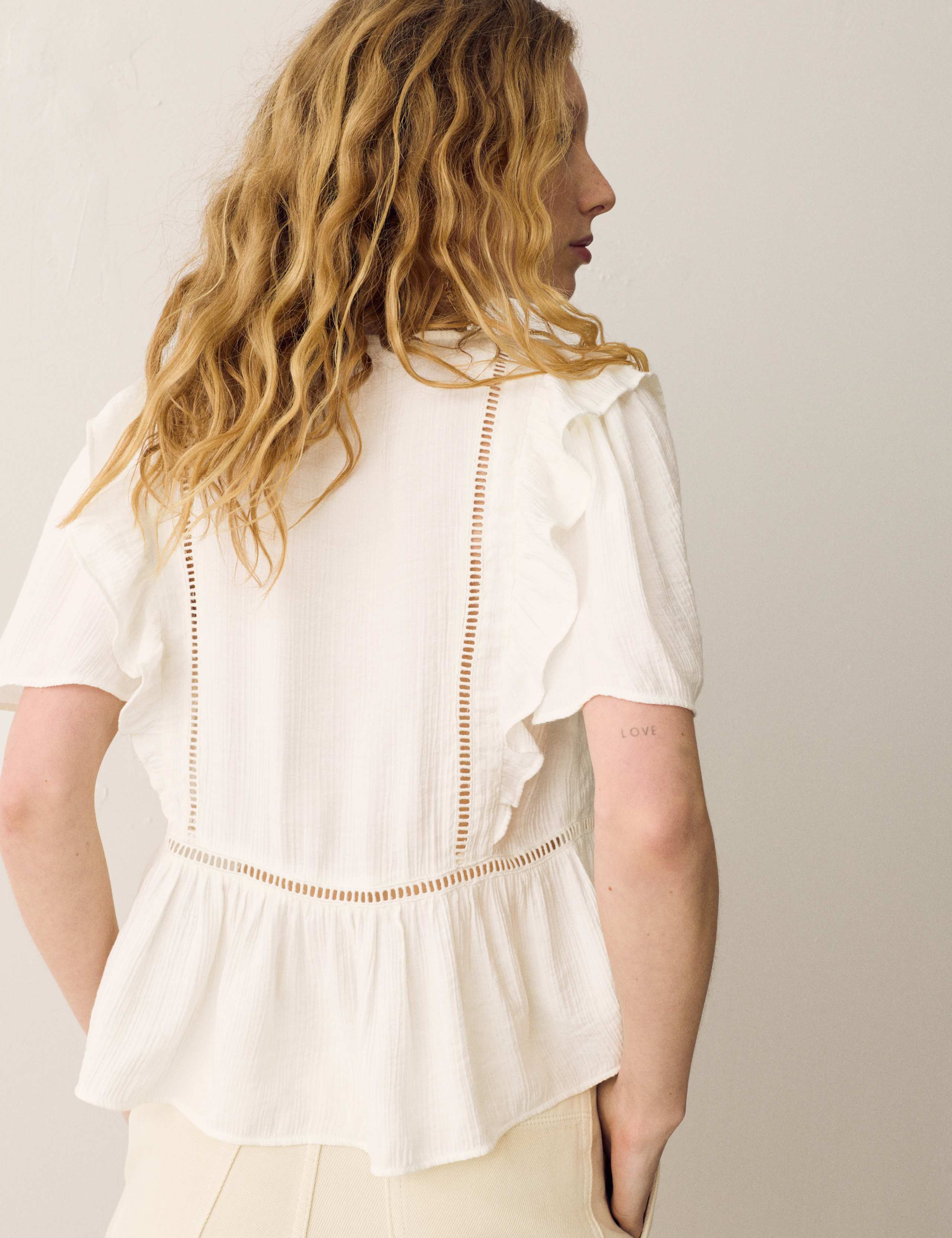 Double Cloth Floral Insert Ruffle Blouse 3 of 5