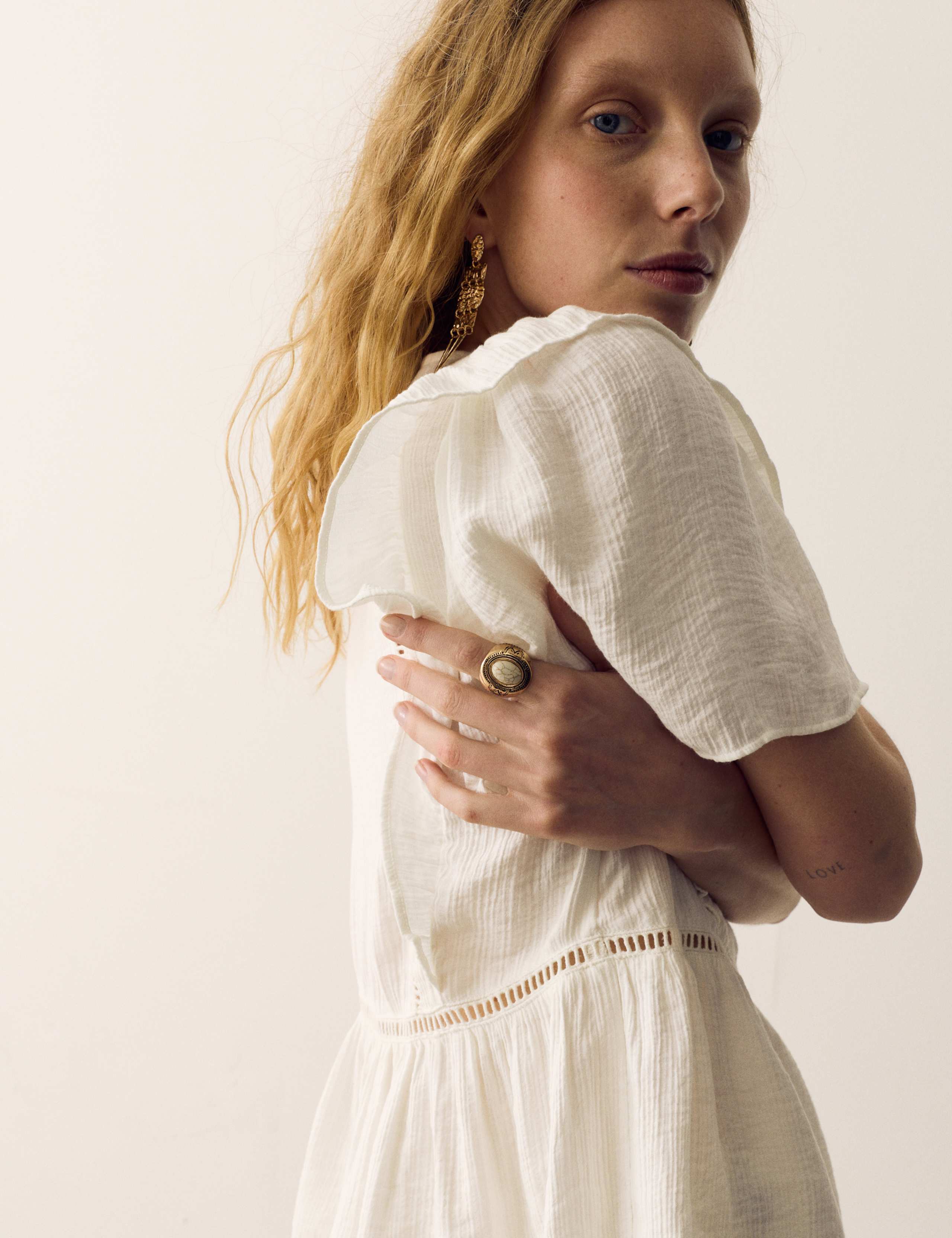 Double Cloth Floral Insert Ruffle Blouse 5 of 5