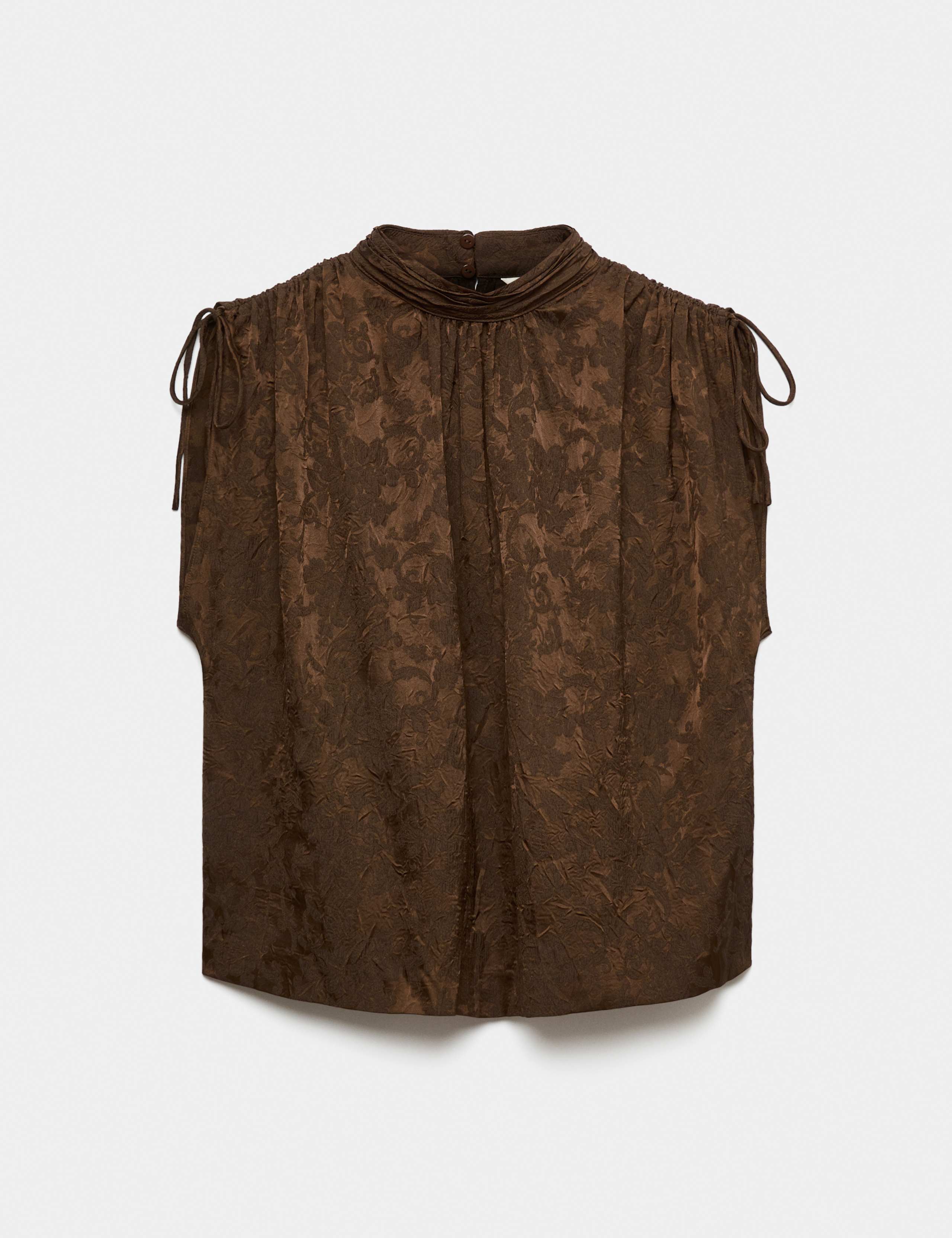 Crinkle Jacquard Ruched Shoulder Top 2 of 6