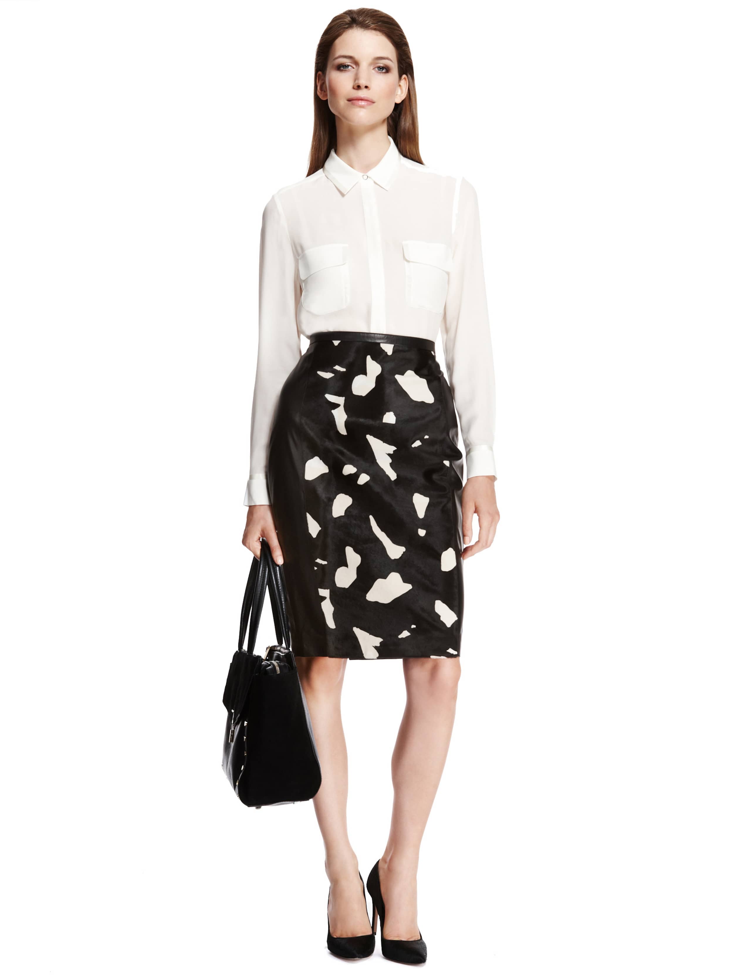 Leather Abstract Print Pencil Skirt 5 of 7