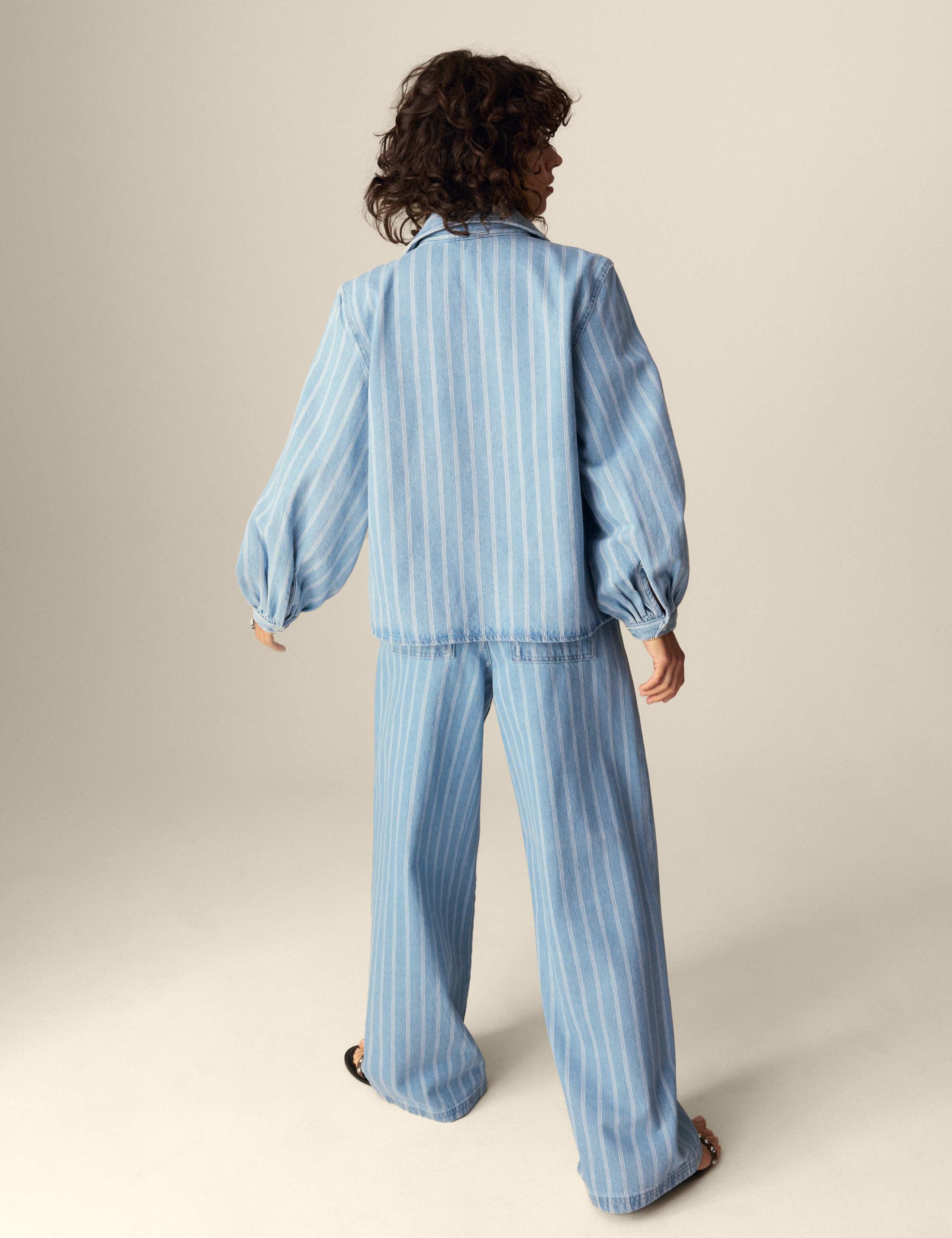 Pure Cotton Striped Tie Front Shacket 4 of 5
