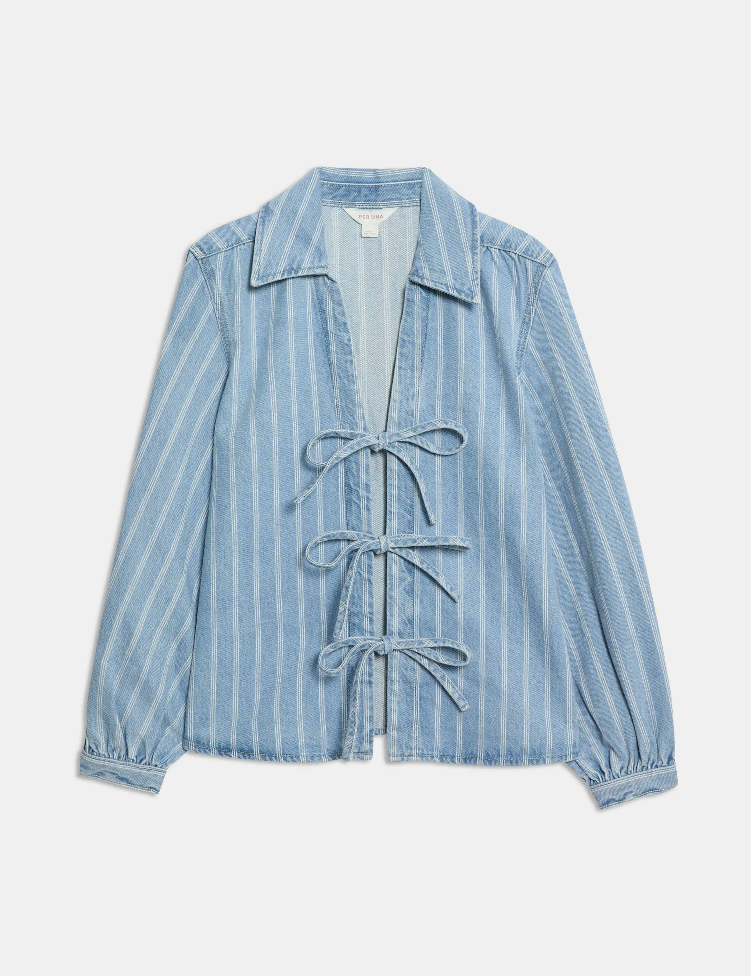Pure Cotton Striped Tie Front Shacket 2 of 5
