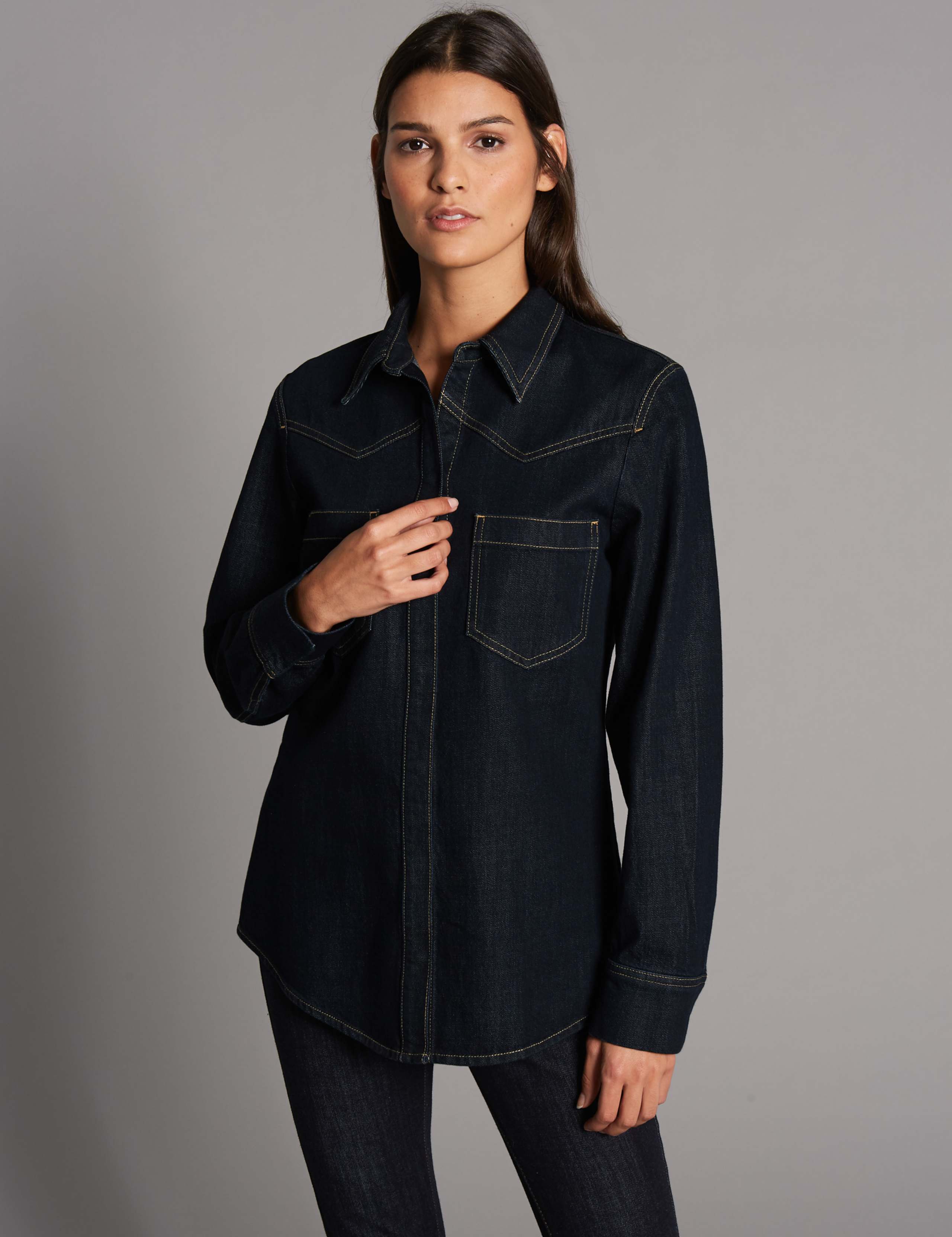 Cotton Rich Long Sleeve Denim Shirt 3 of 4