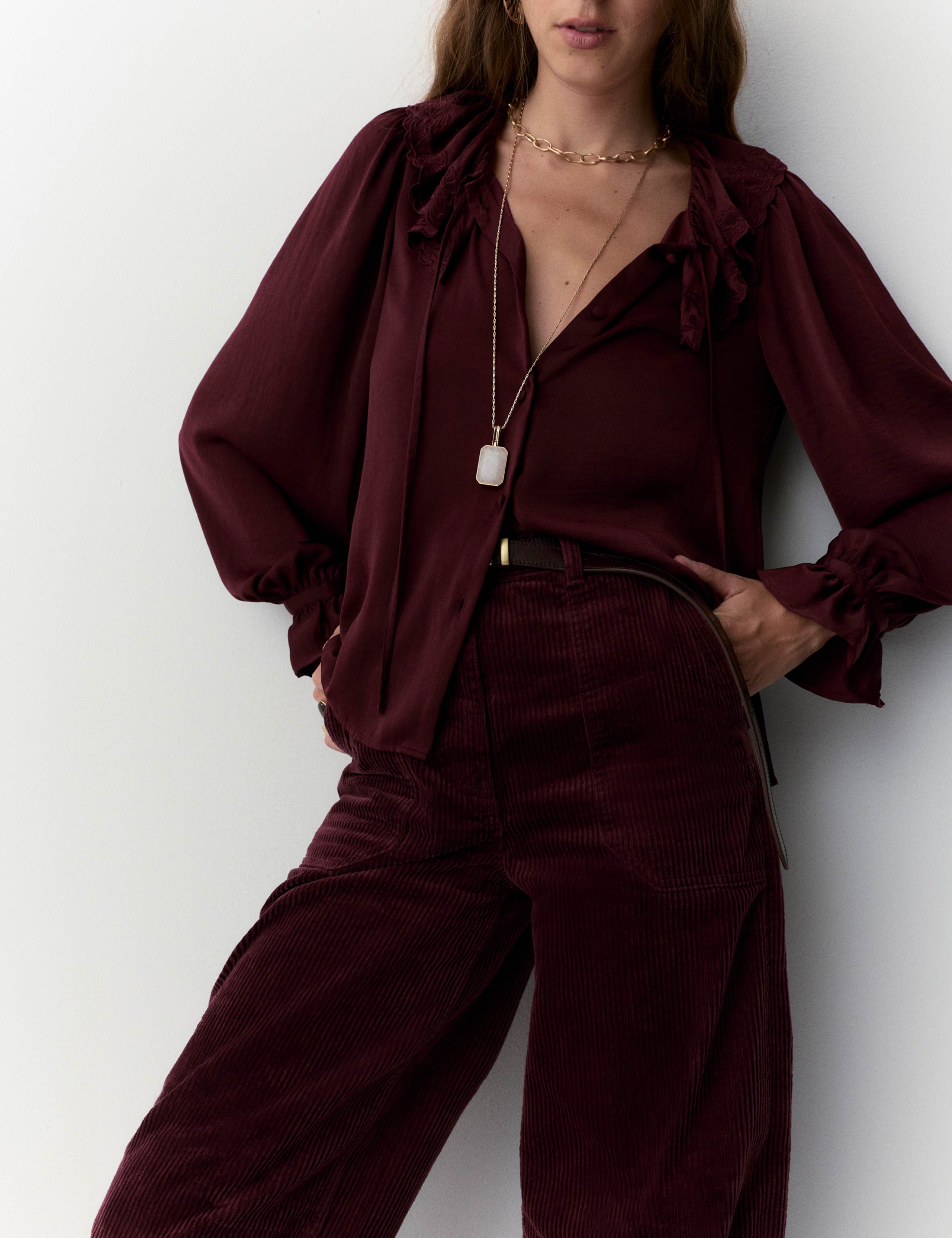 Satin Peter Pan Collar Tie Detail Blouse 5 of 6