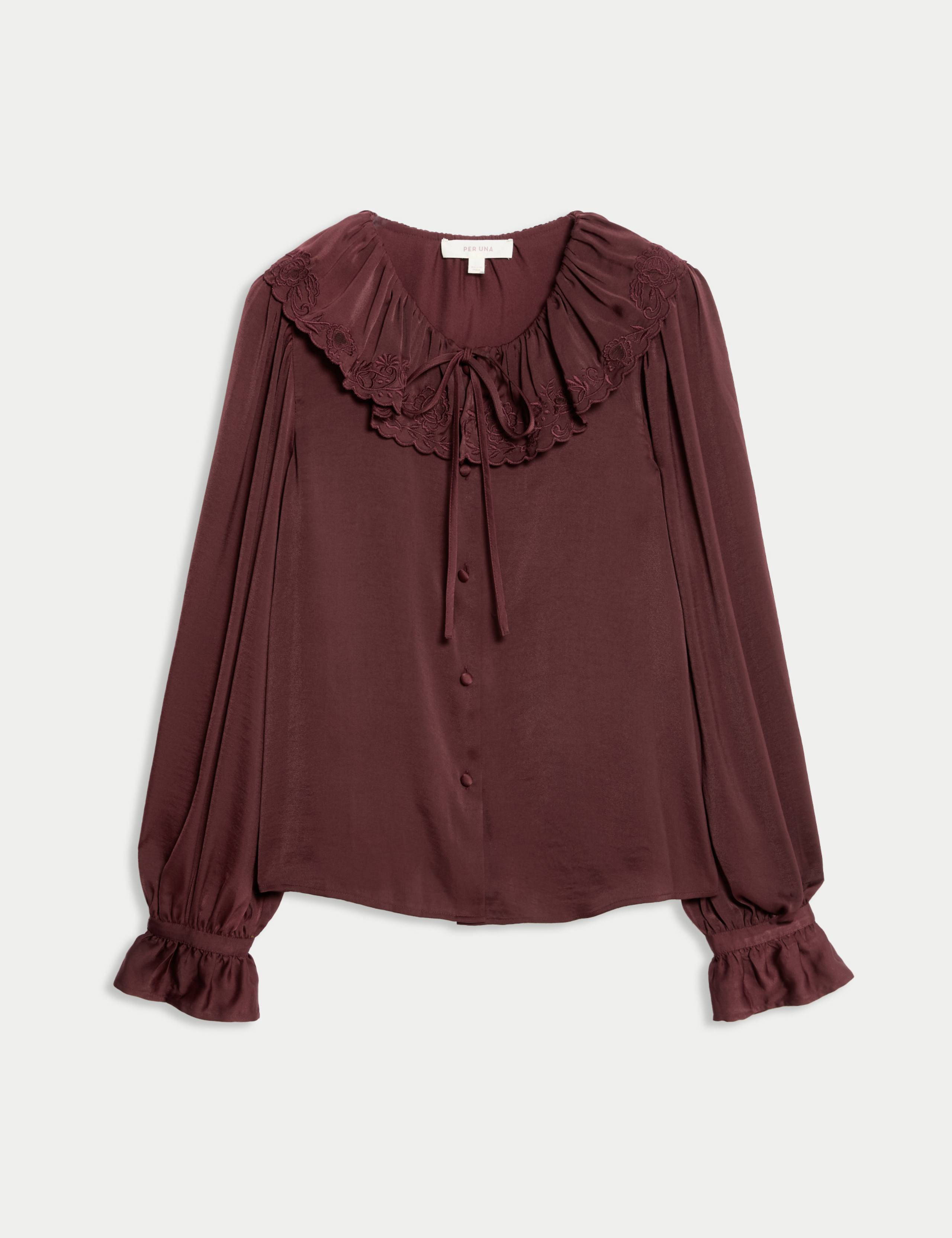 Satin Peter Pan Collar Tie Detail Blouse 2 of 6