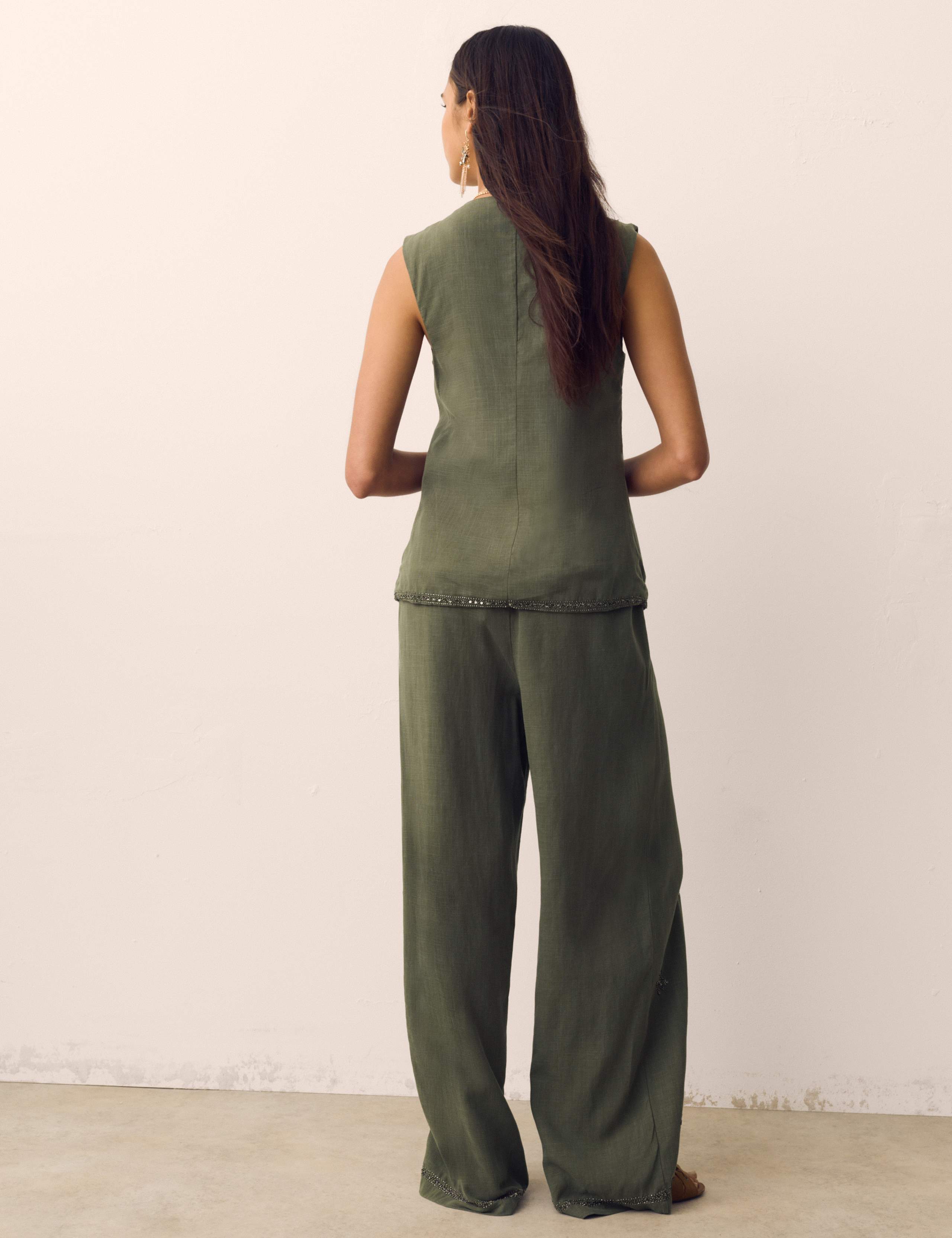 Linen Blend Embellished Waistcoat 5 of 7