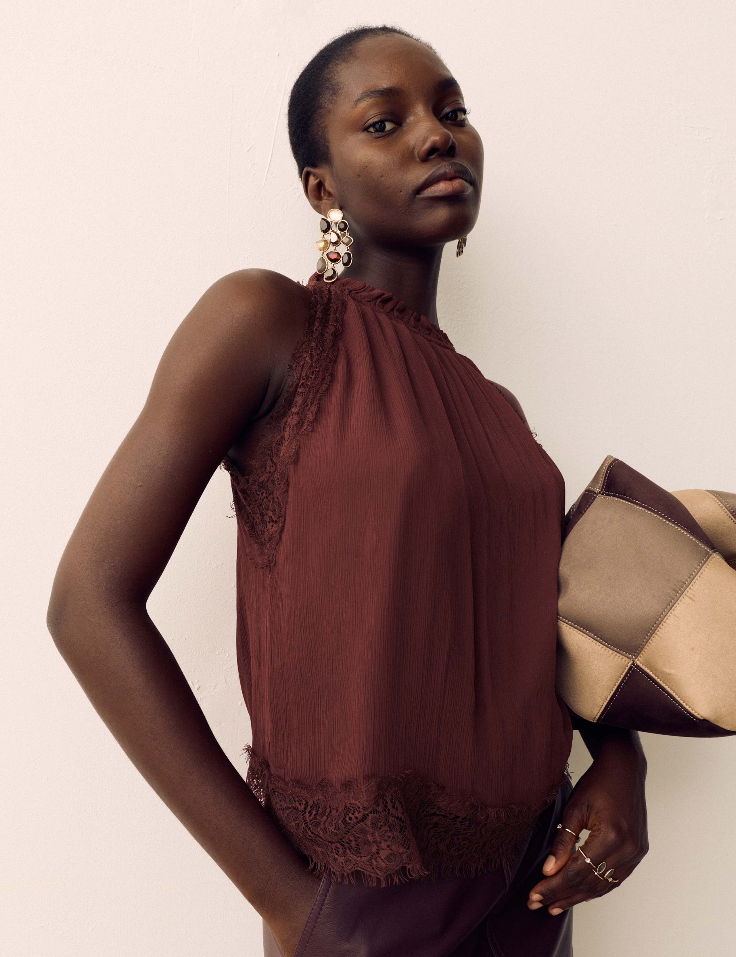 Lace Trim Halter Neck Top 1 of 6